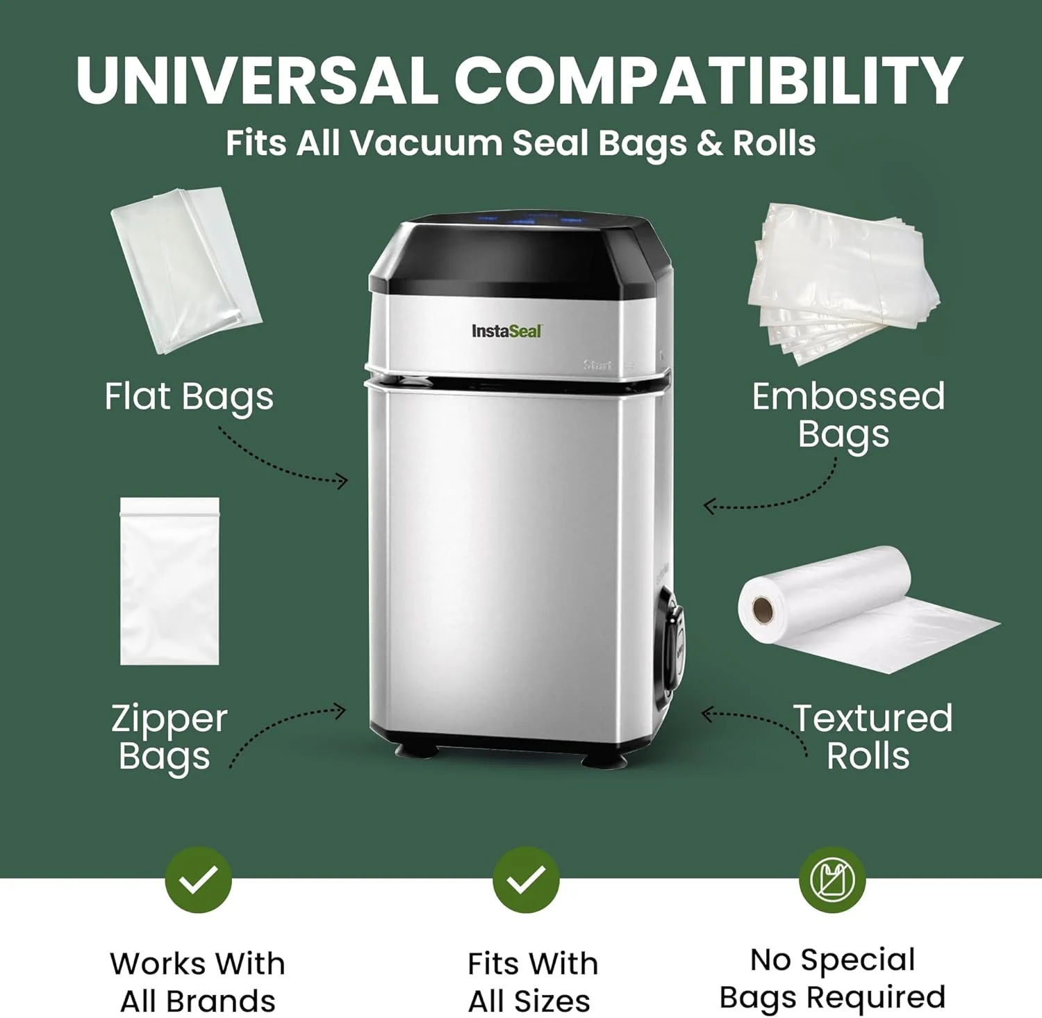Instaseal Food Vacuum Sealer Machine, Upright Vacuum Sealer Machine Allows to Vacuum Seal Liquids, Food Sealer, Keeps Food Fresh Longer As Seen on TV Products