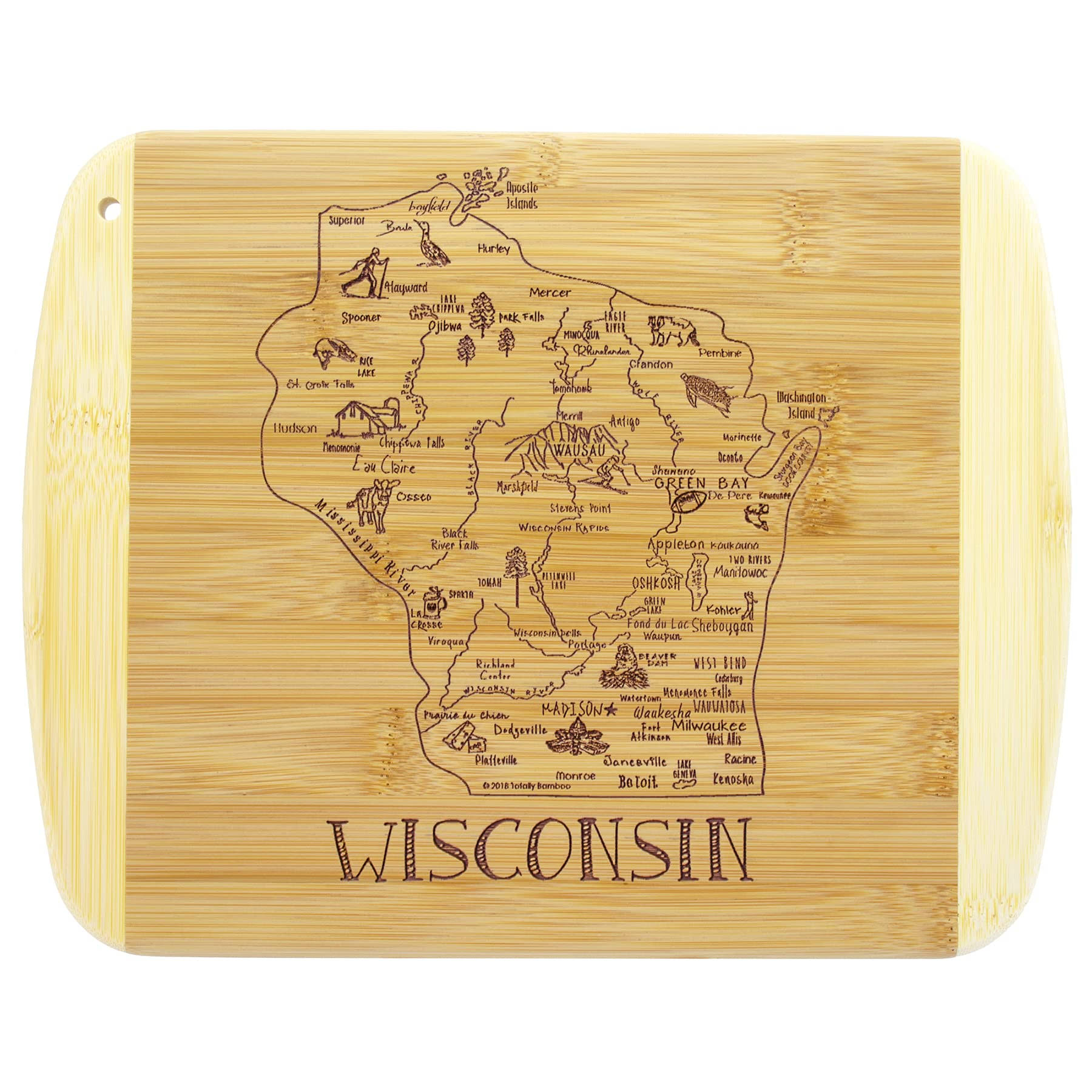 Totally Bamboo Wisconsin Slice of Life Cutting Board - Each