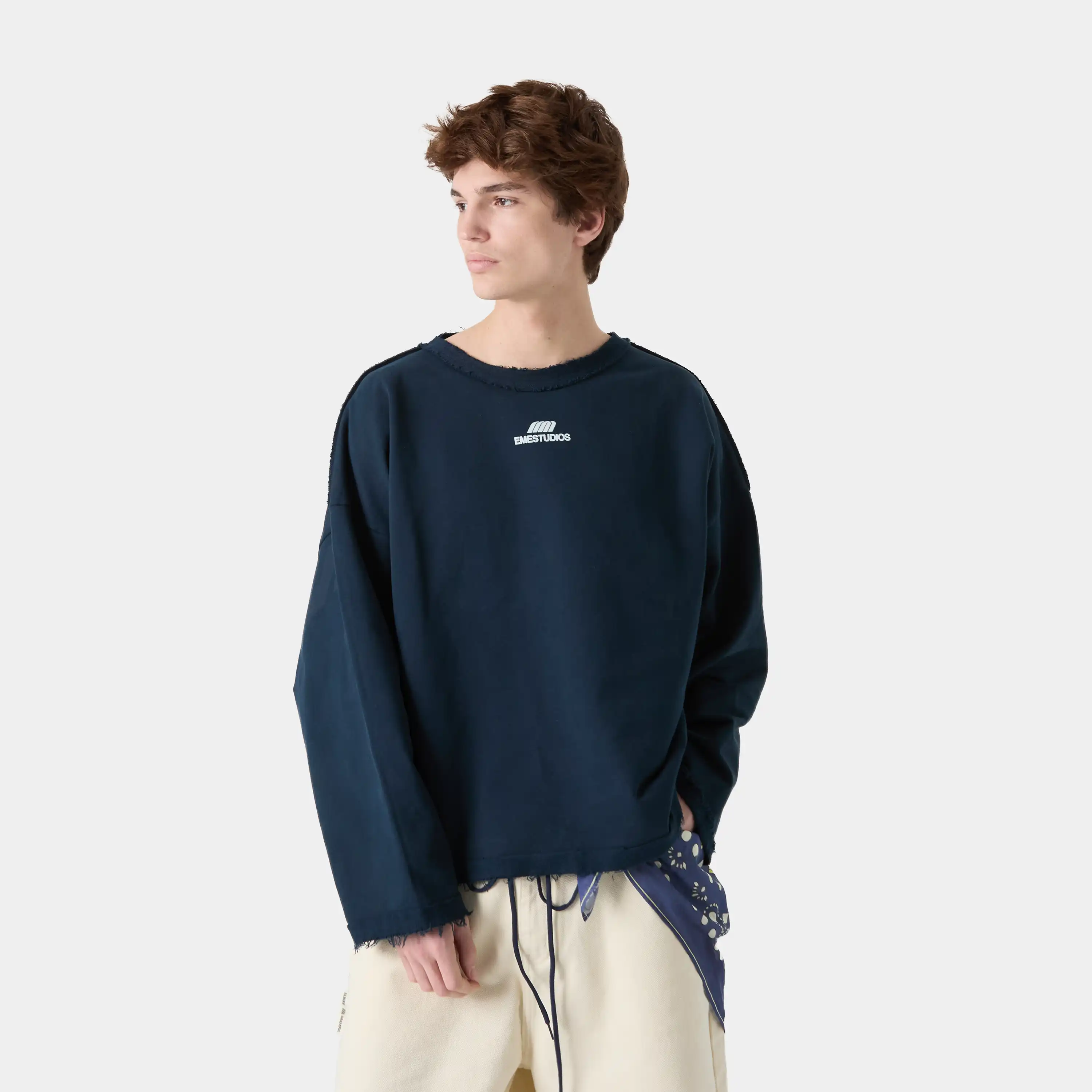 Suty Navy Reverse Crewneck