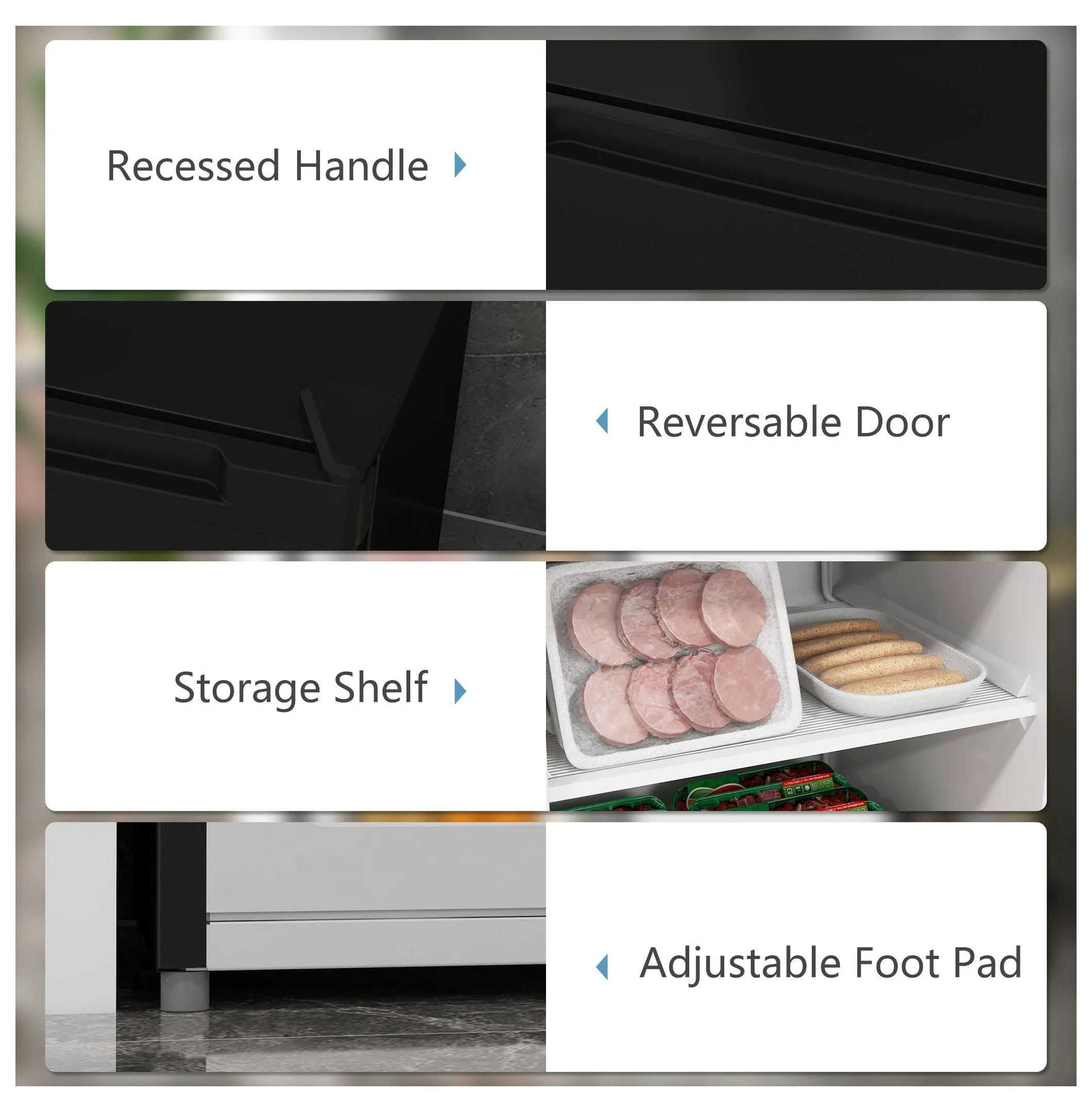 3 Cu Ft Upright Freezer Black Mini Freezer with Adjustable Thermostat Reversible Door for Apartment, Dorm, Office - Image 4