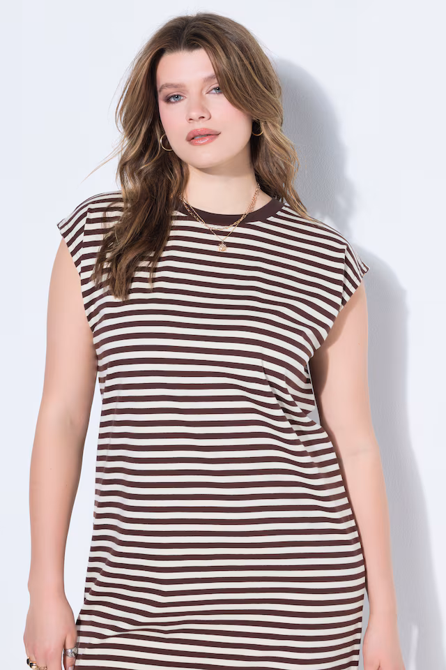 Stripe Print Cotton Knit Dress