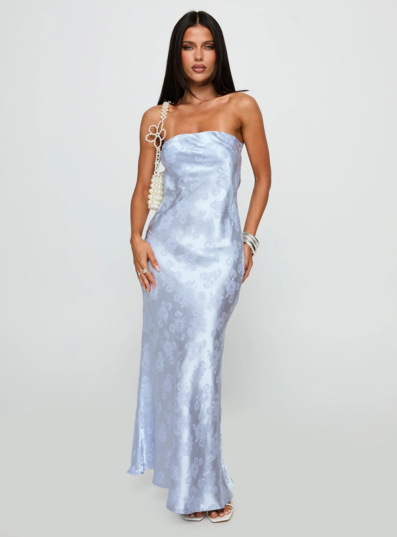 Haley Maxi Dress Blue Jacquard