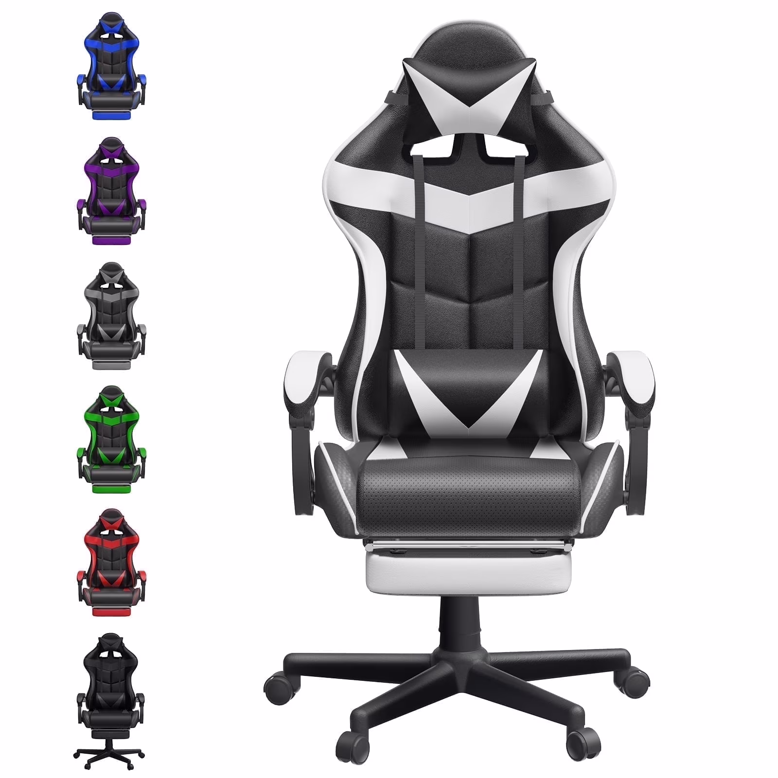 Gaming Chair with Massage, High Back Computer Gamer Chair for Adults and s, Ergonomic Game Chair with Adjustable Headrest and Lumbar Support (Blue)(��Z��Blue) - Image 3
