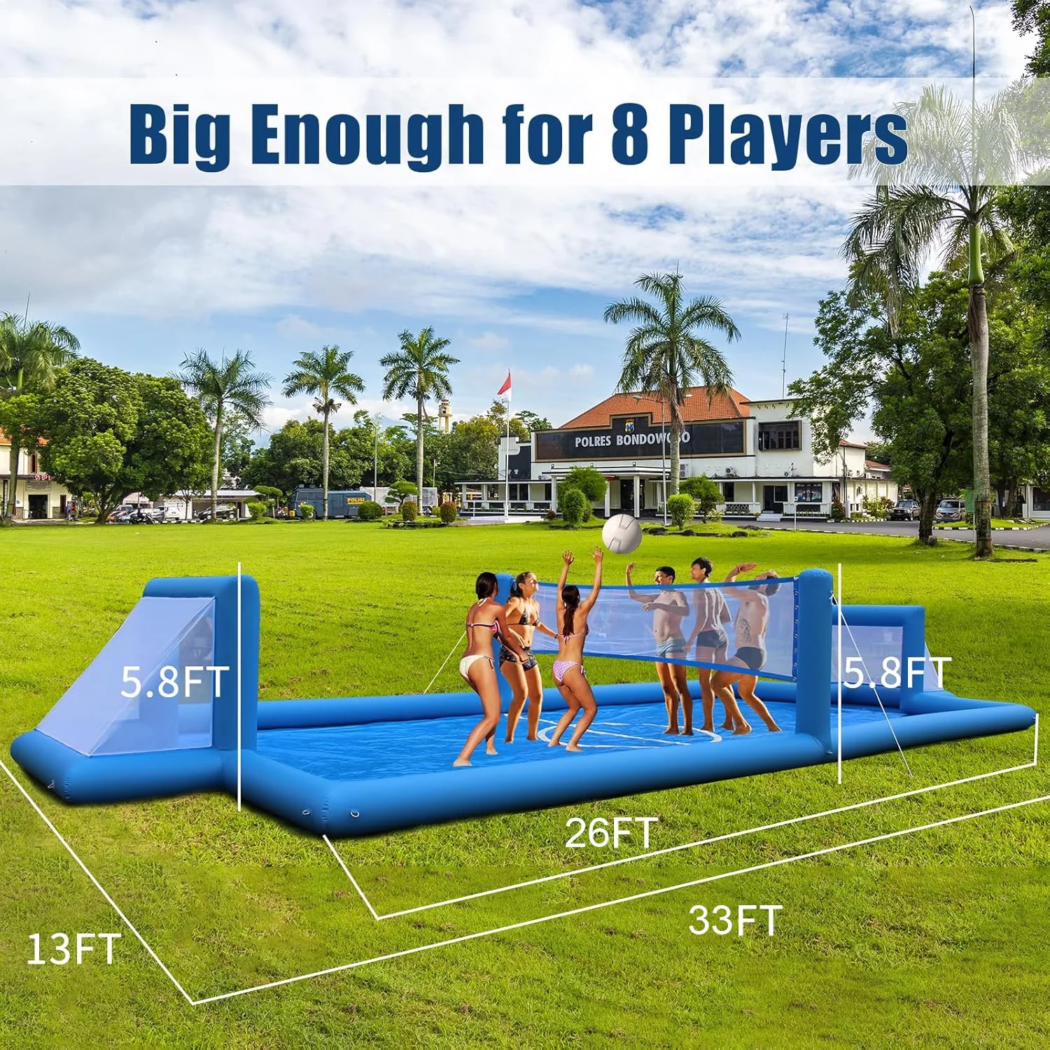 33FT Inflatable Volleyball Court Beach Pool Volleyball Net for Backyard Outdoor Training Game with 800W Air Pump, Volleyball Pool/Water Volleyball Field(33') - Image 6