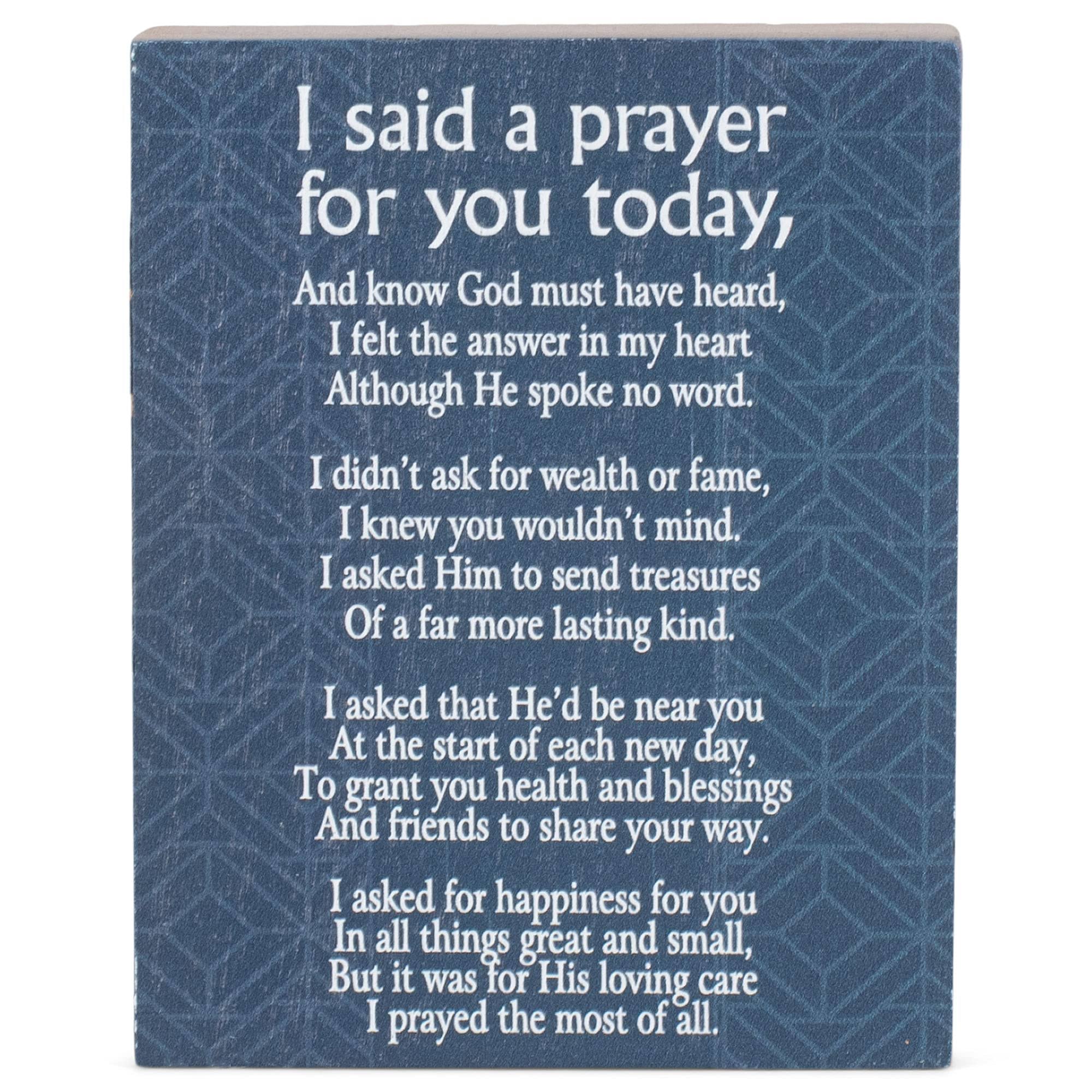 Dicksons Said A Prayer for You Navy Blue 4 x 3 Wood Decorative Tabletop Block Plaque