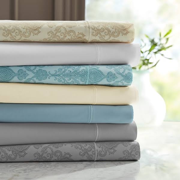 Hotel Style 600 Thread Count Opti Fit Pillowcases, Grey Paisley - 2 pack