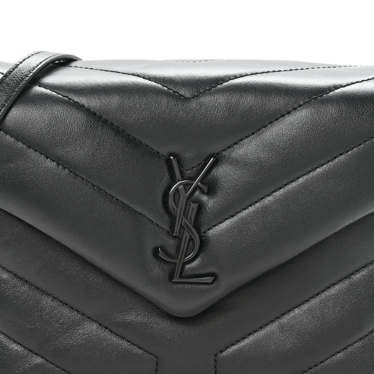 Calfskin Y Quilted Monogram Monochrome Toy Loulou Crossbody Bag Black