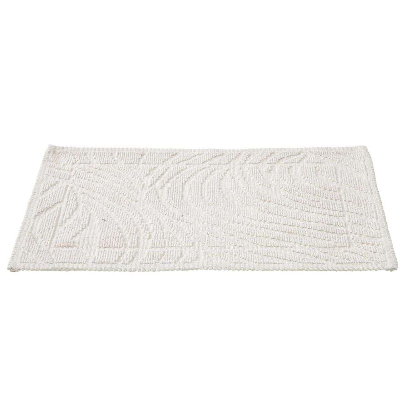 Tapis salle de bain coton relief uni beige 80x50cm