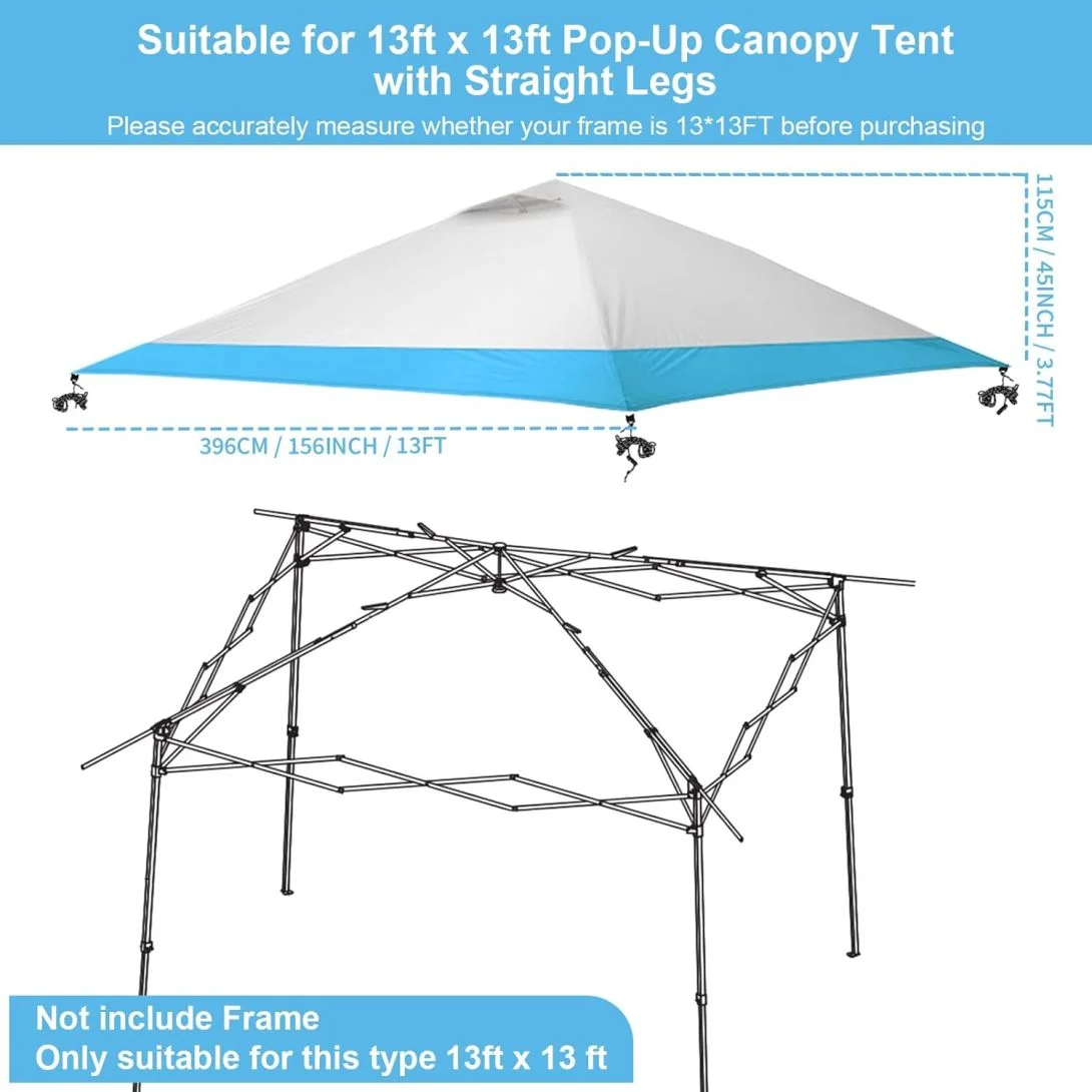 13x13 Canopy Replacement Top Cover, Single Tier Waterproof Instant Canopy Vented Top，silver Coated Oxford Pop up Canopy Replacement Cover for Outdoor Garden Camping(Top Only, 396 * 396cm