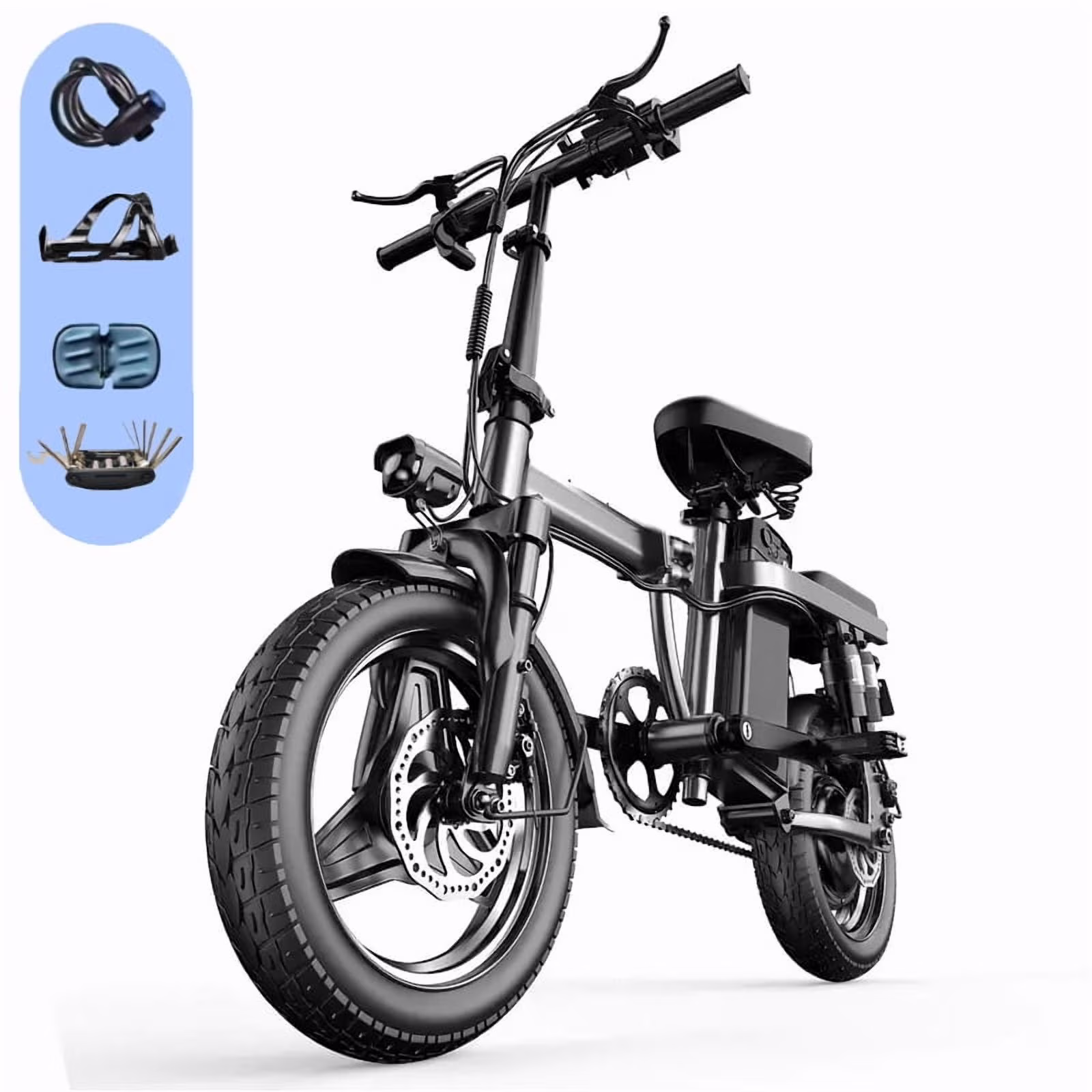 Folding Electric Bike for Adults, 500W 20MPH 32miles, 48V 15AH Removable Battery, Small City Commuting E - Bike with Full Suspension, LCD Display