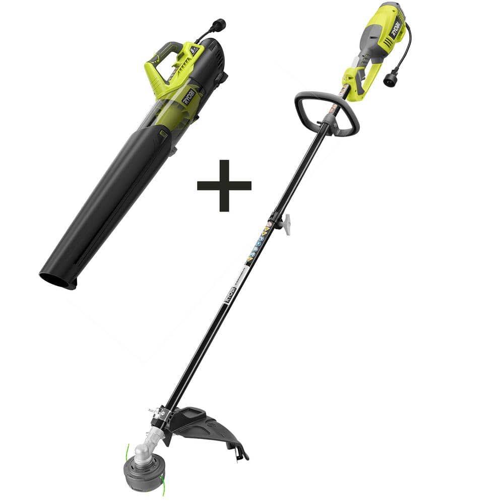 Ryobi RY41135-2X 18 in. 10 Amp Electric Corded String Trimmer and 8 Amp Jet Fan Blower Kit