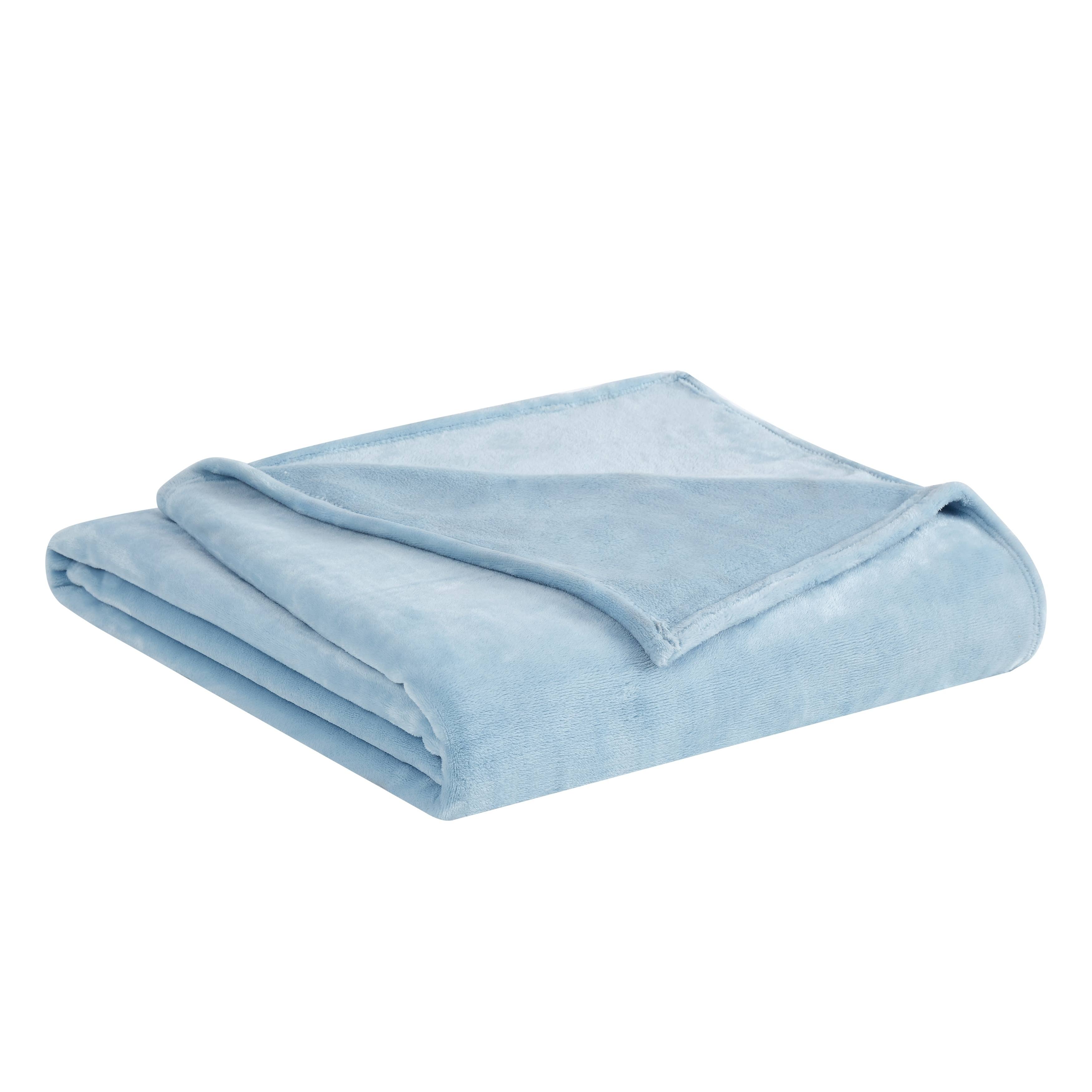 Truly Soft King Velvet Plush Blanket Light Blue