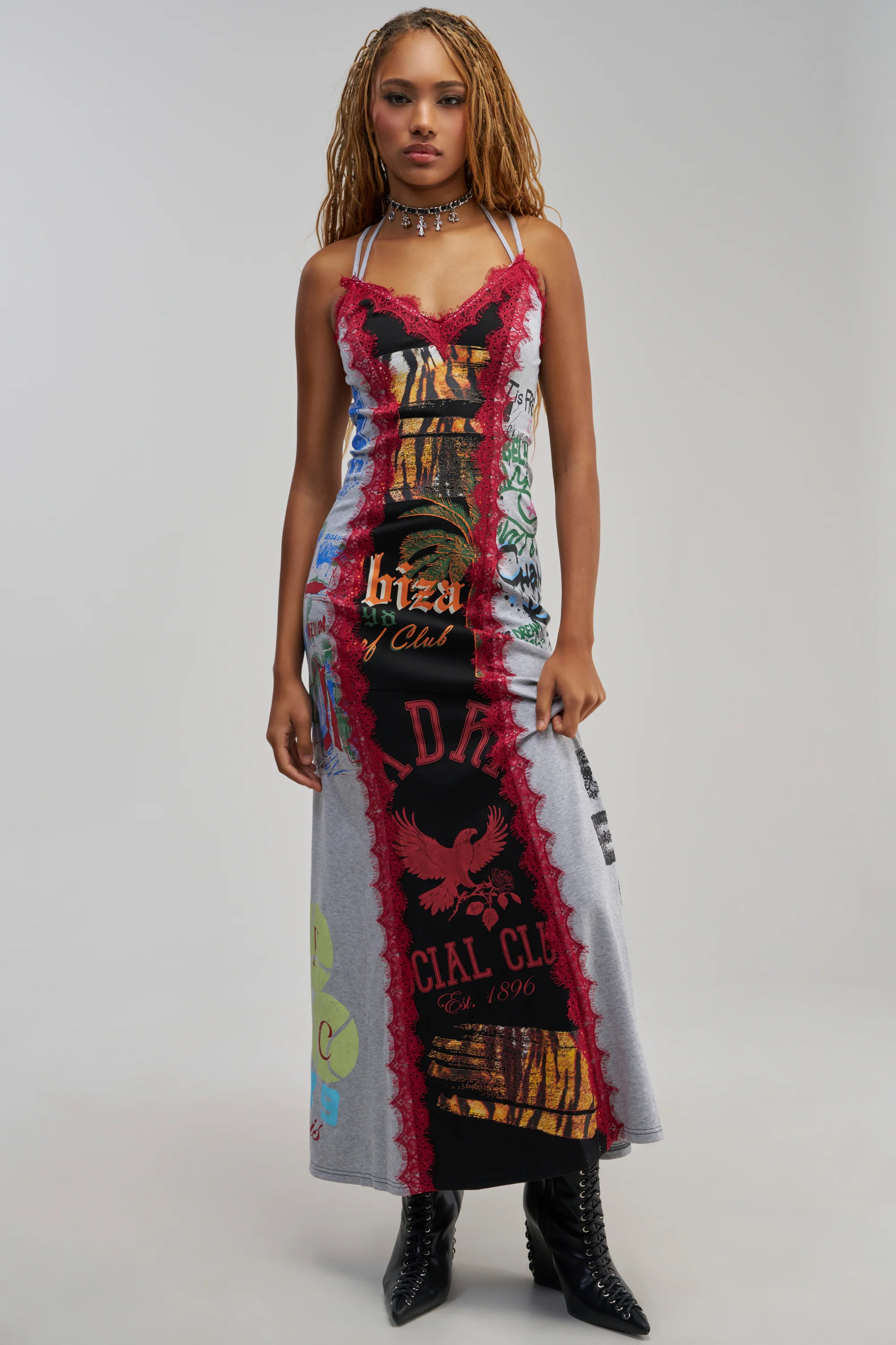 KISS AND TELL MAXI DRESS IN RED MULTI - Akira Store