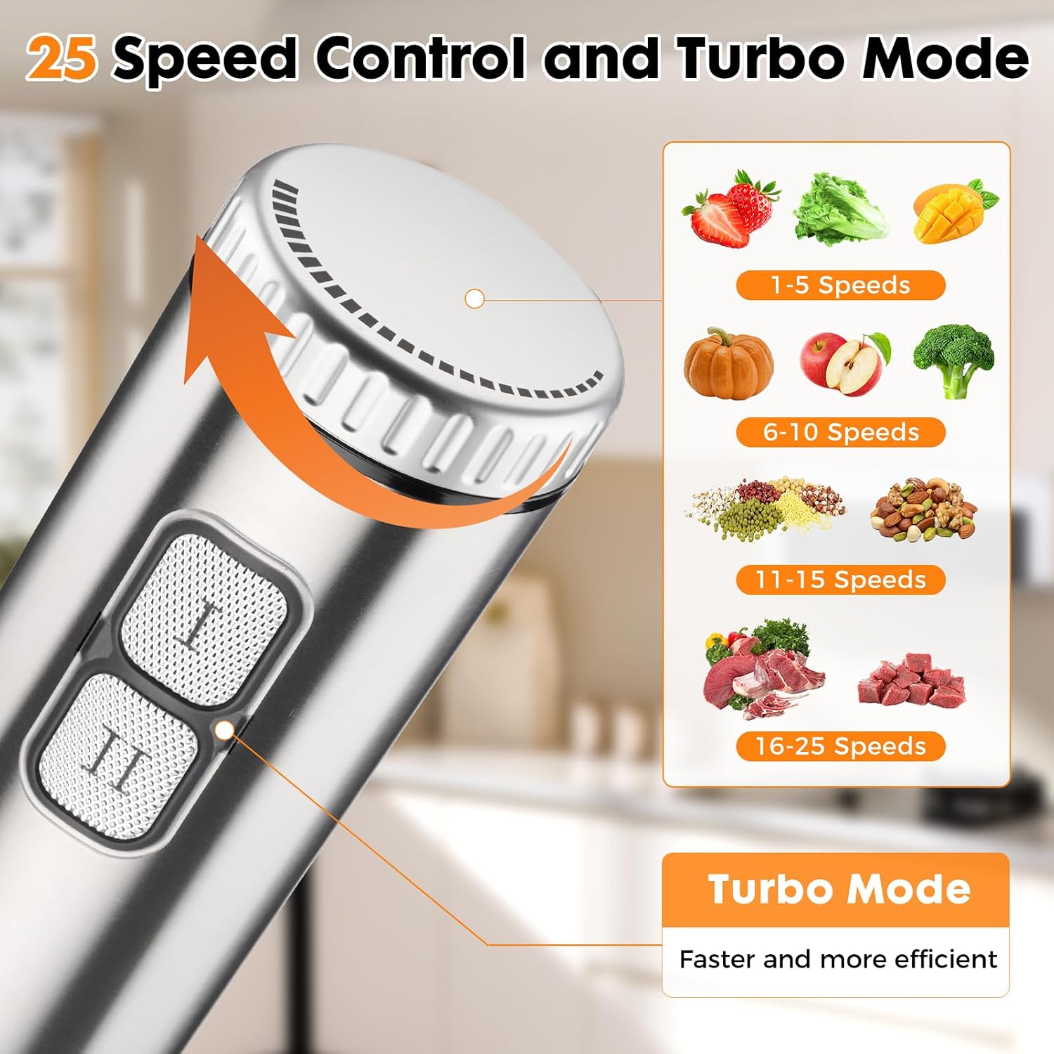 Immersion Blender Handheld 8 in 1 Hand Held Blenders Mixer Stainless Steel Electric Stick Beaker Chopper Milk Frother Grinder