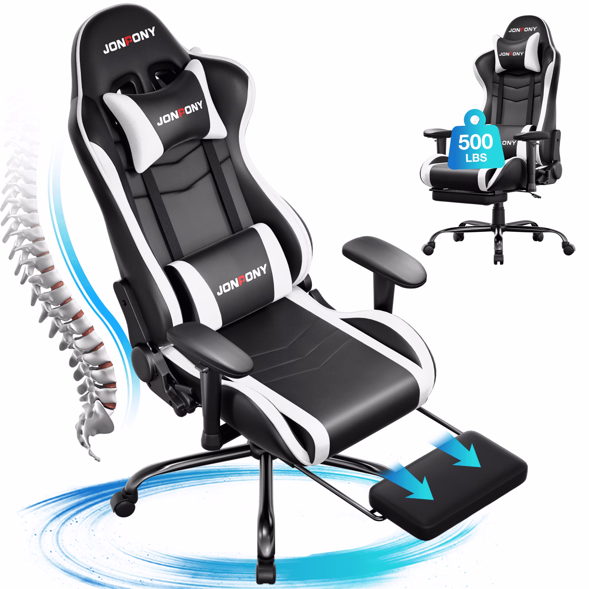 Big and Tall 500LBS Gaming Chair, Ergonomic Design, Gamer Chair PU Leather with Footrest and Lumbar Support, High Back Office Chair Support 8 Hours Long Sitting, Computer Chair,Red(Red) - Image 9