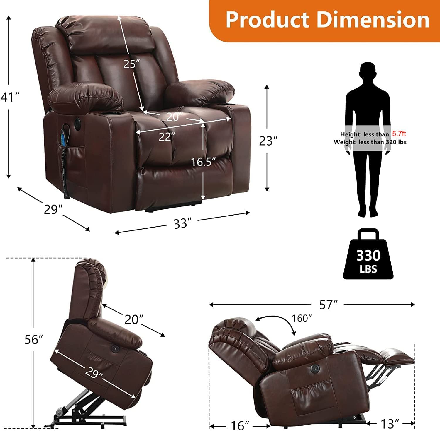 Fauteuil releveur de luxe en liquidation, avec chauffage et massage