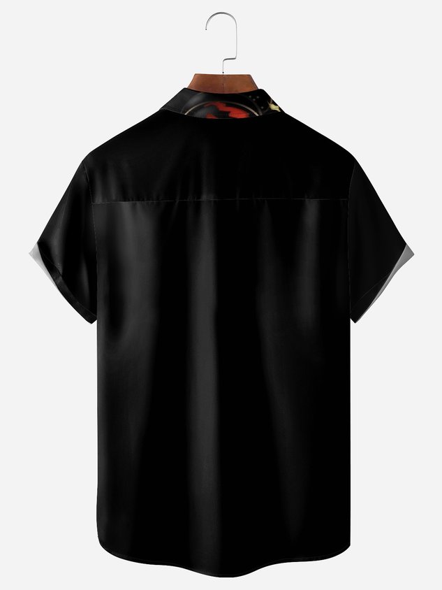 Chemise à manches courtes avec poche poitrine citrouille d'Halloween