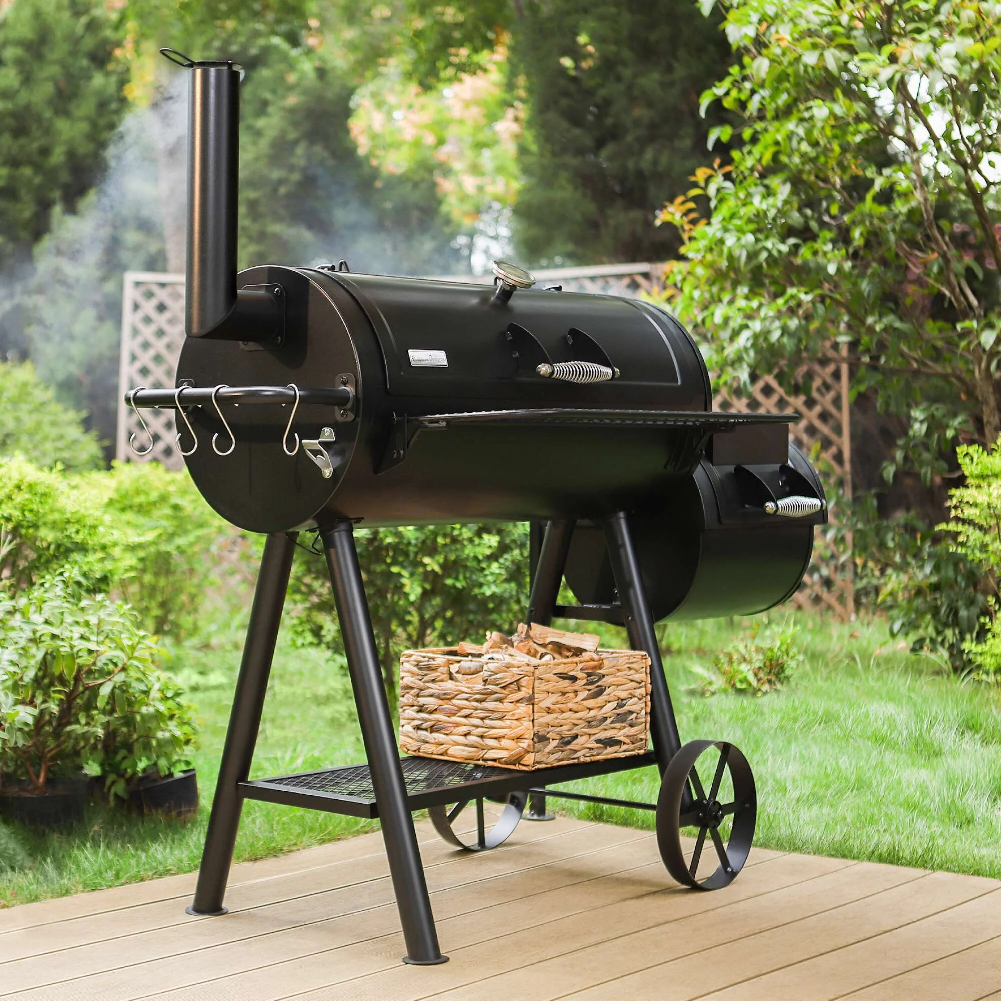 Charcoal Grill with Offset Smoker 941 sq.in. Extra Large BBQ Grill Black(35 in) - Image 4