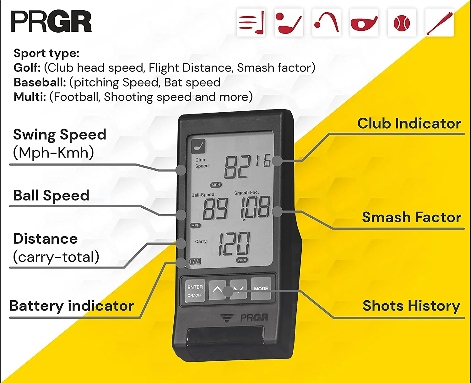 Black Pocket Golf Launch Monitor HS-130A (2021 Model) - Image 3