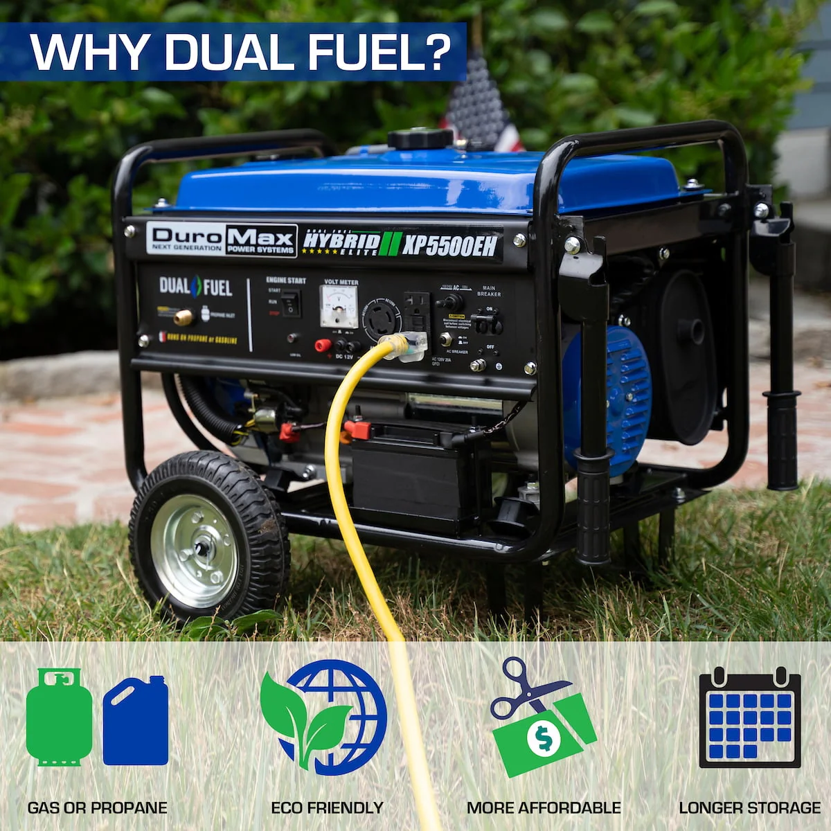 Duromax XP5500EH 5500 - Watt Electric Start Dual Fuel Hybrid Portable Generator