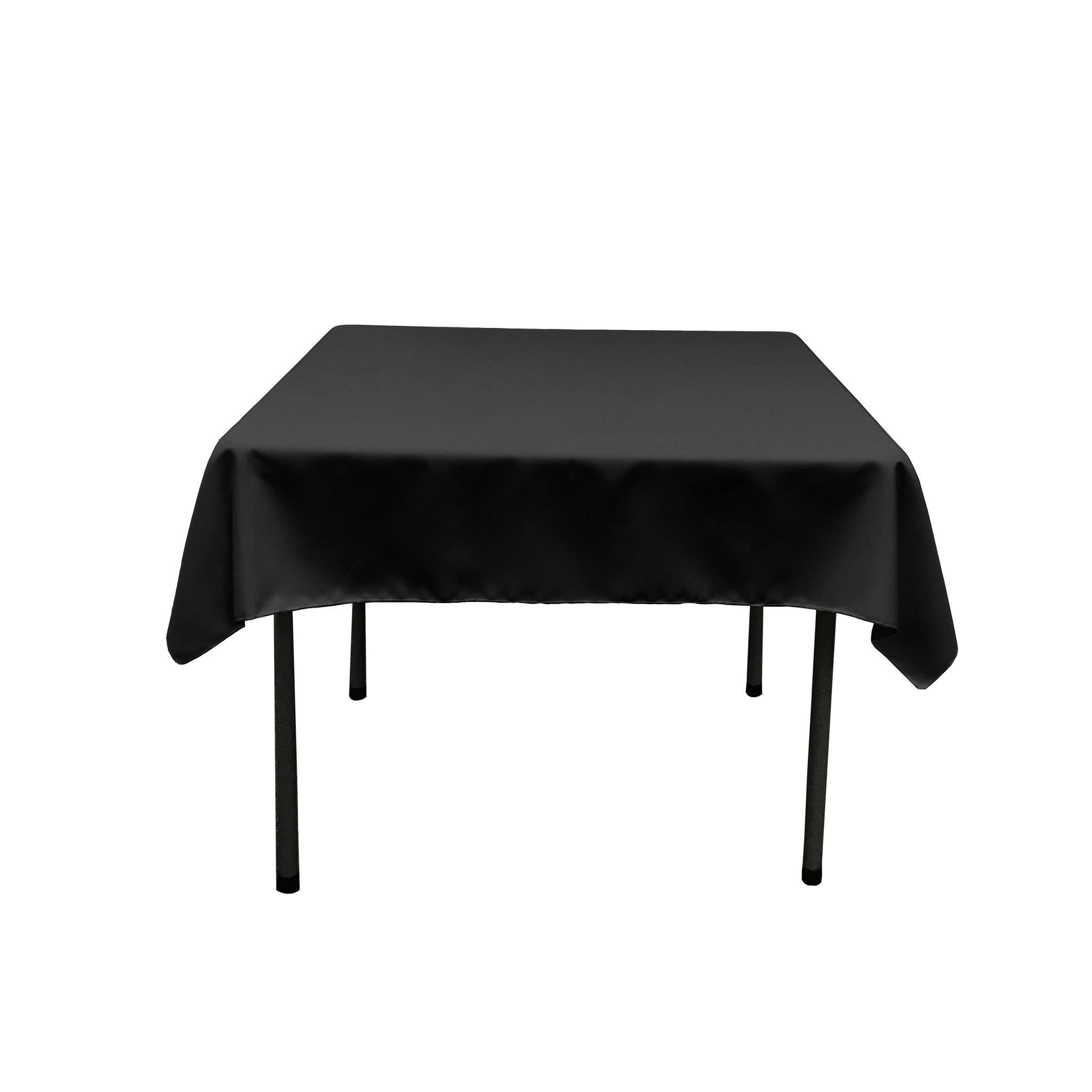 La Linen Polyester Poplin Square Tablecloth 58 by 58-Inch Black