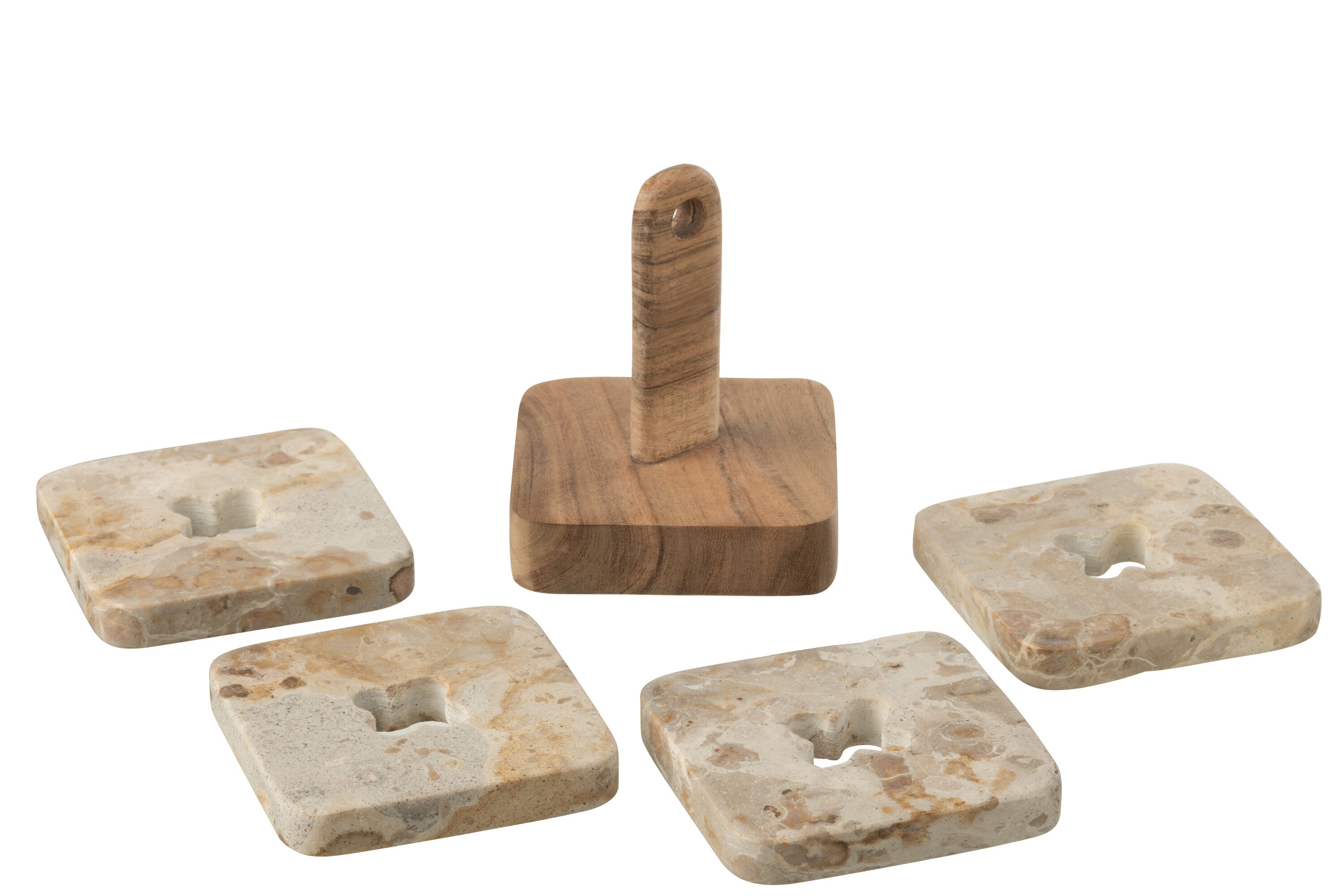 J-Line onderzetter Marmer - naturel - doos van 4