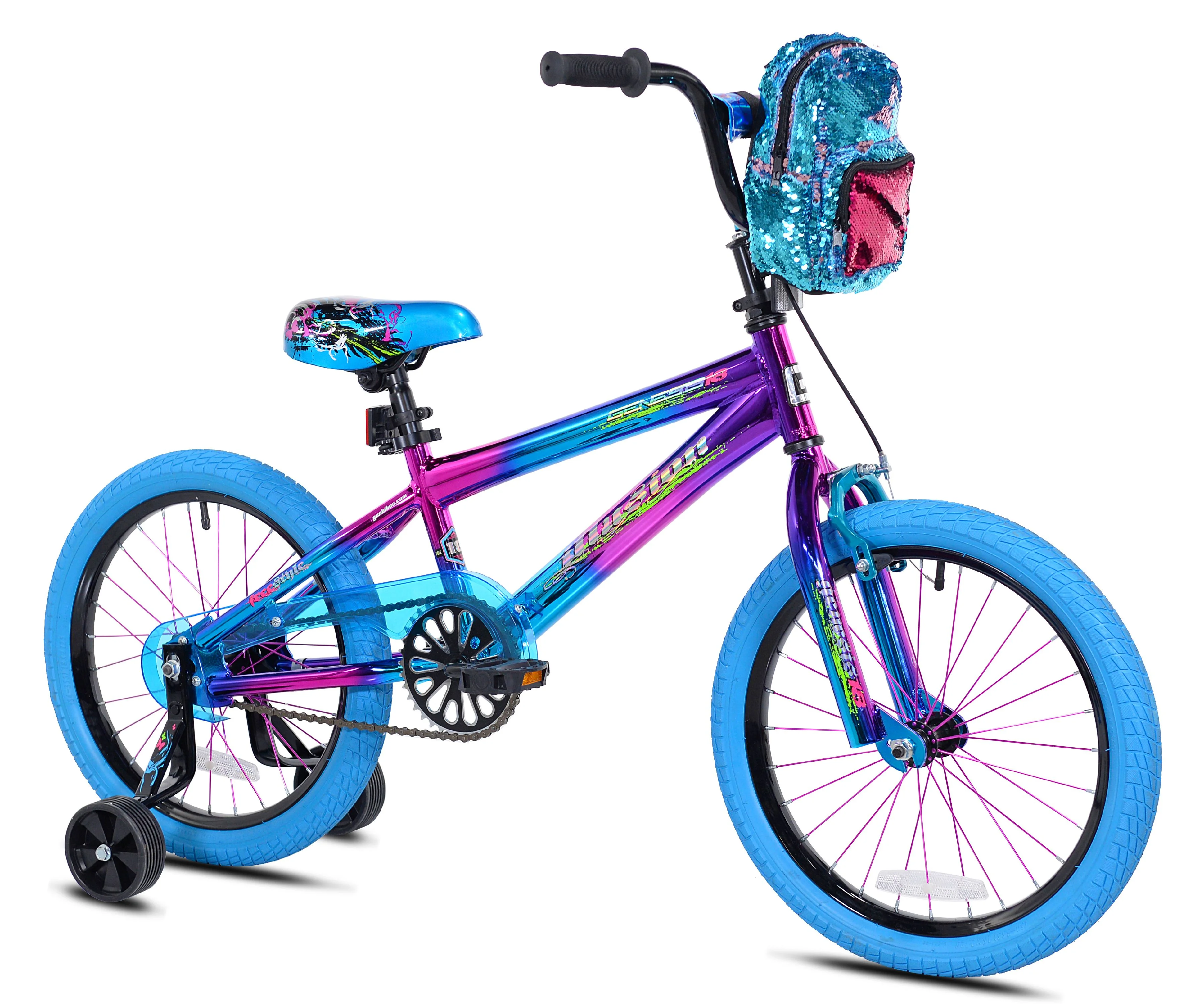 18" Illusion Girl's Child Bike, Blue/Purple