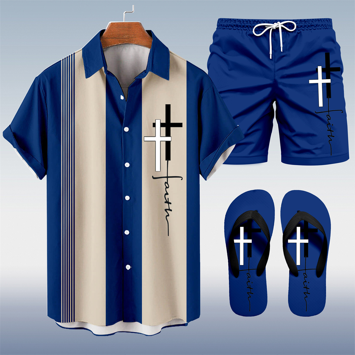 Ensemble trois pièces Suitmens pour homme, imprimé vacances à Hawaï, chemise 057