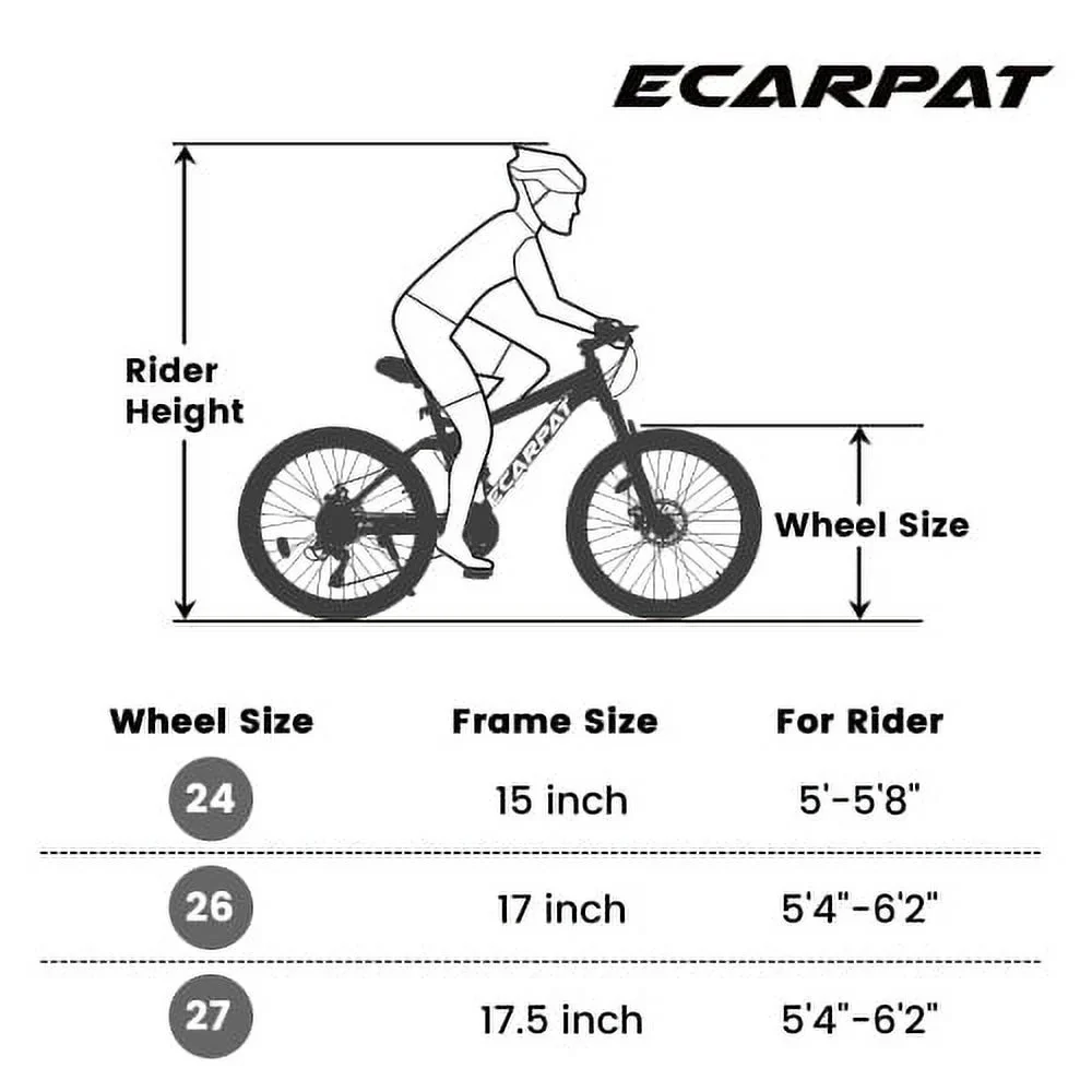 A2660 Mountain Bike 26 Inch Wheels, 21-Speed Full Suspension Mens Womens Trail Commuter City Mountain Bike, Carbon Steel Frame Disc Brakes Thumb Shifter Front Fork Rear Shock Absorber Bicycles