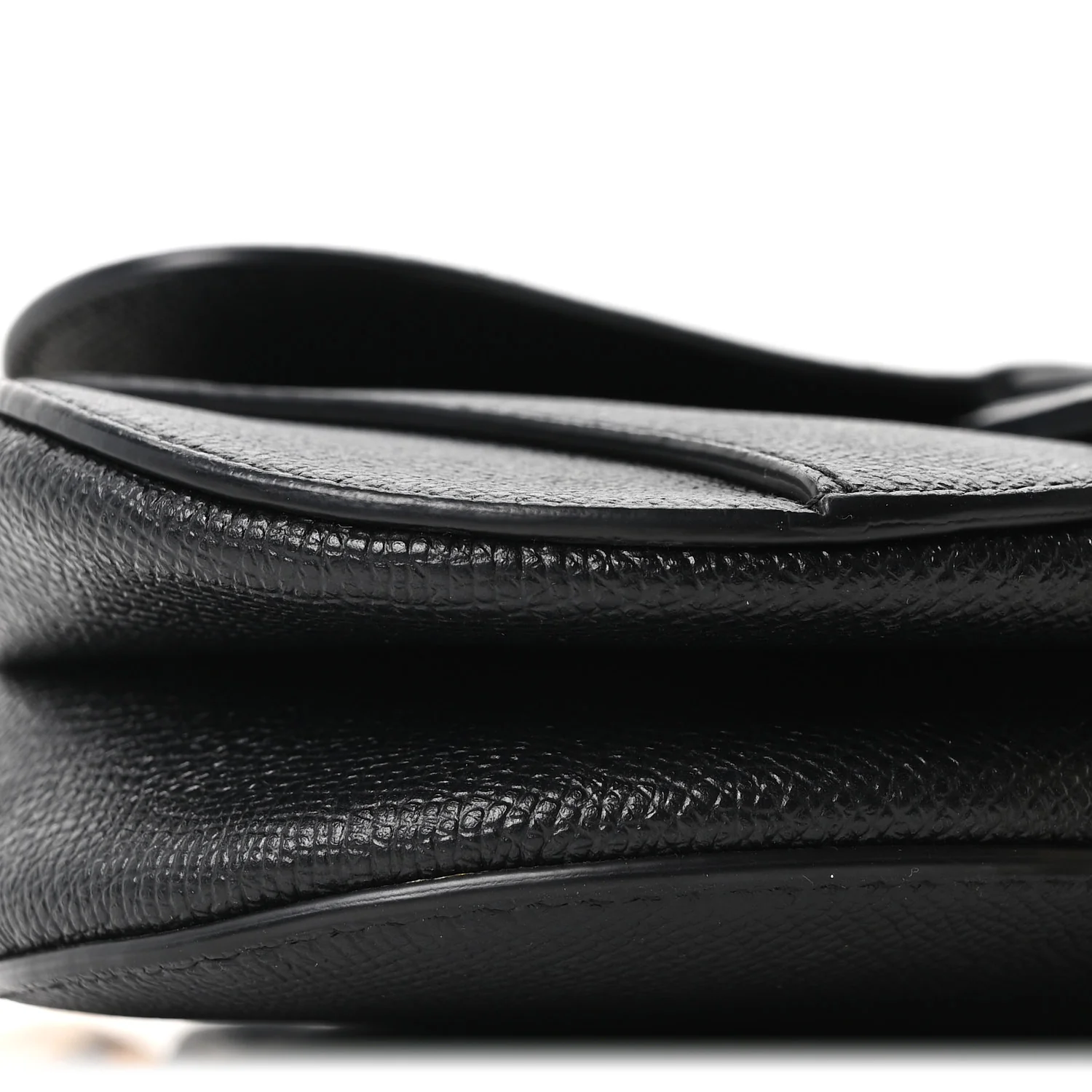 Grained Calfskin Mini Saddle Bag Black