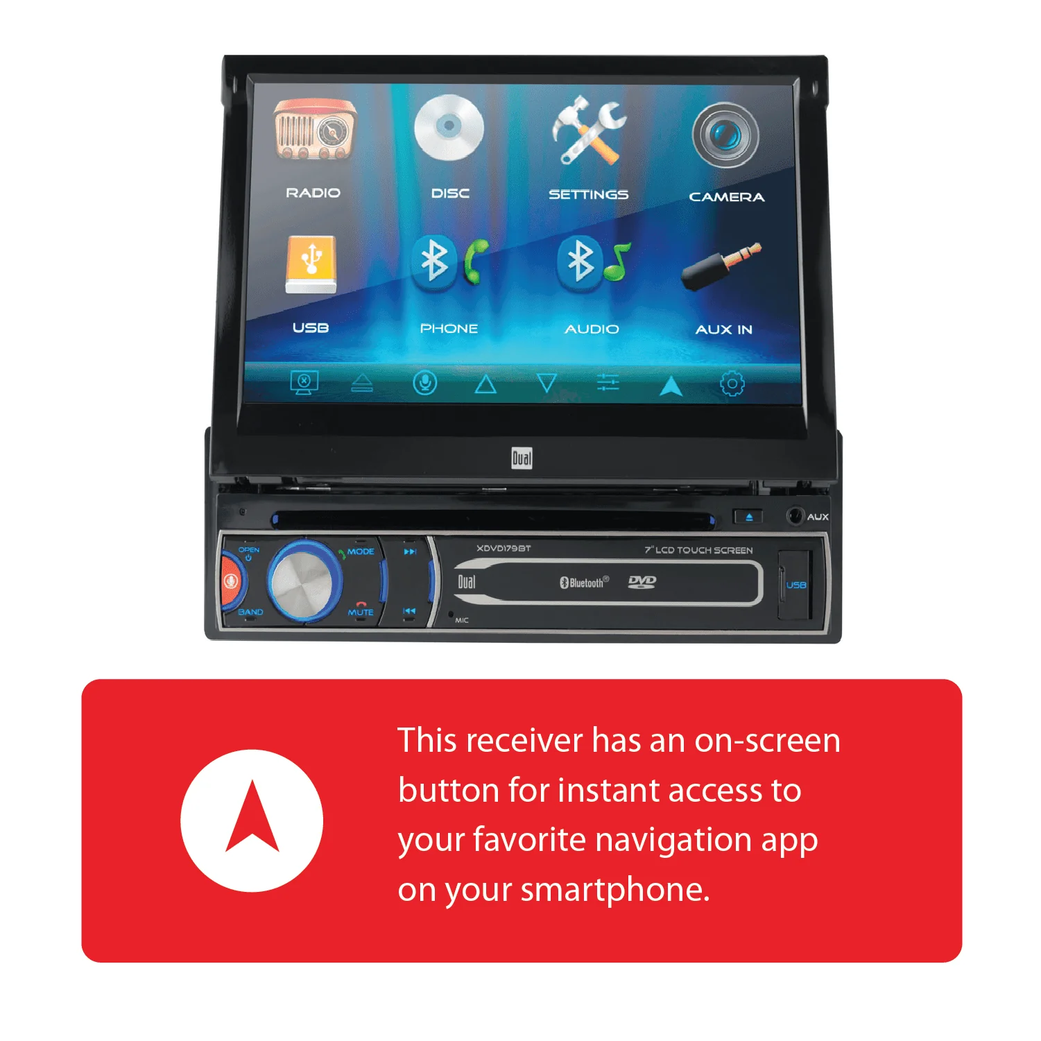 XDVD179BT 7 Inch Single DIN Car Stereo, Motorized Touch Screen, CD/DVD - Image 6