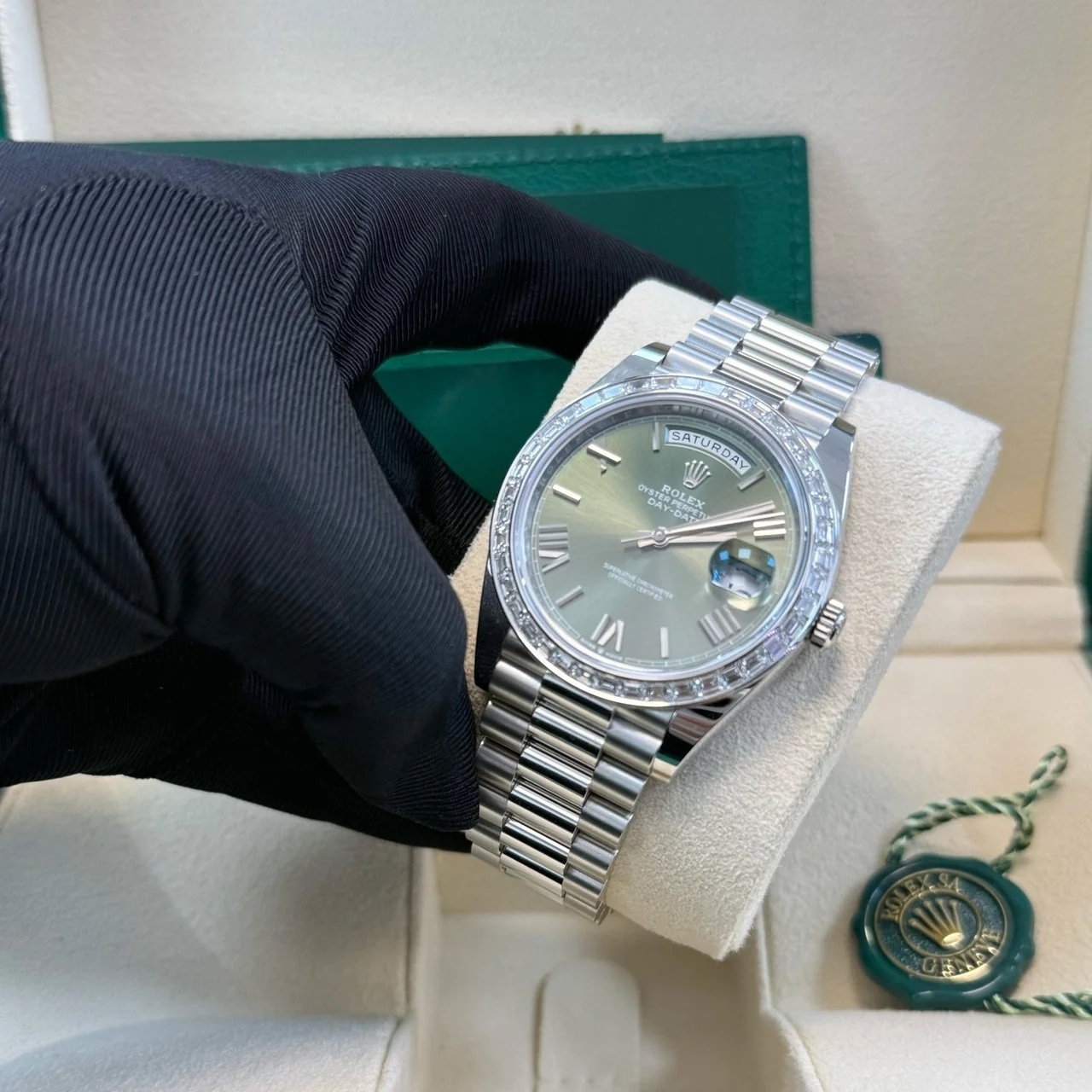 [Super Clone]RLX Day-Date 40mm 228396TBR-0020 Green Roman Dial