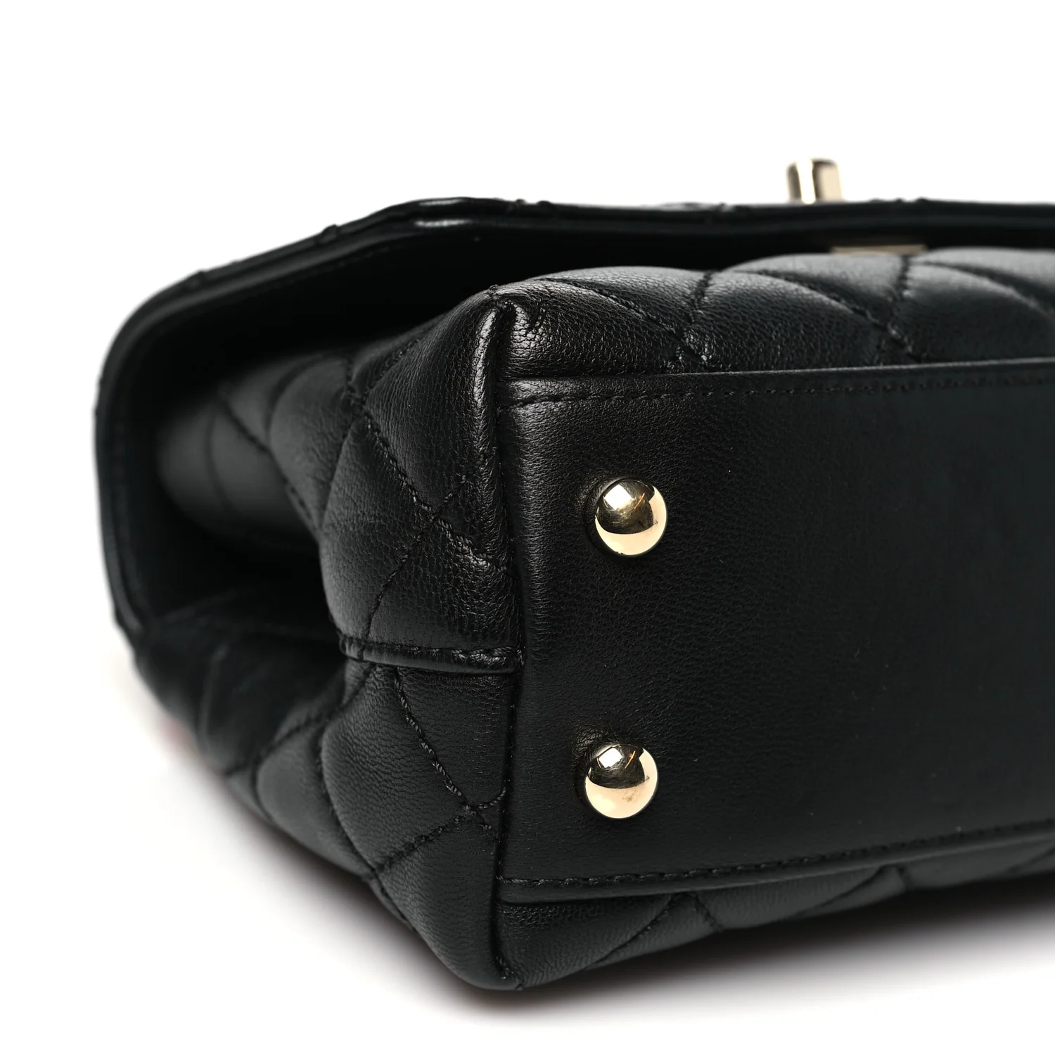Goatskin Quilted Rainbow Extra Mini Coco Handle Flap Black