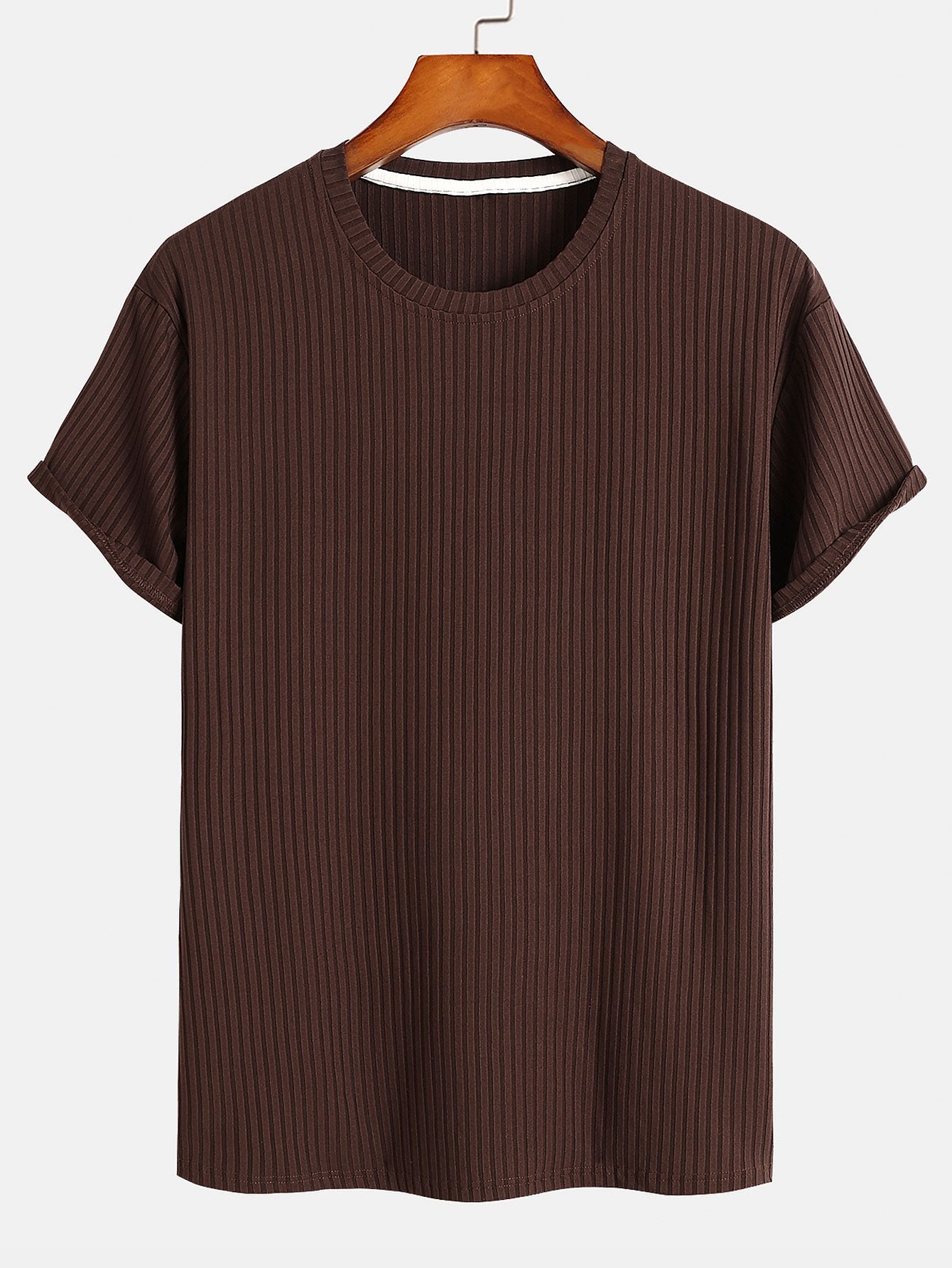 T-shirt côtelé coupe slim basique