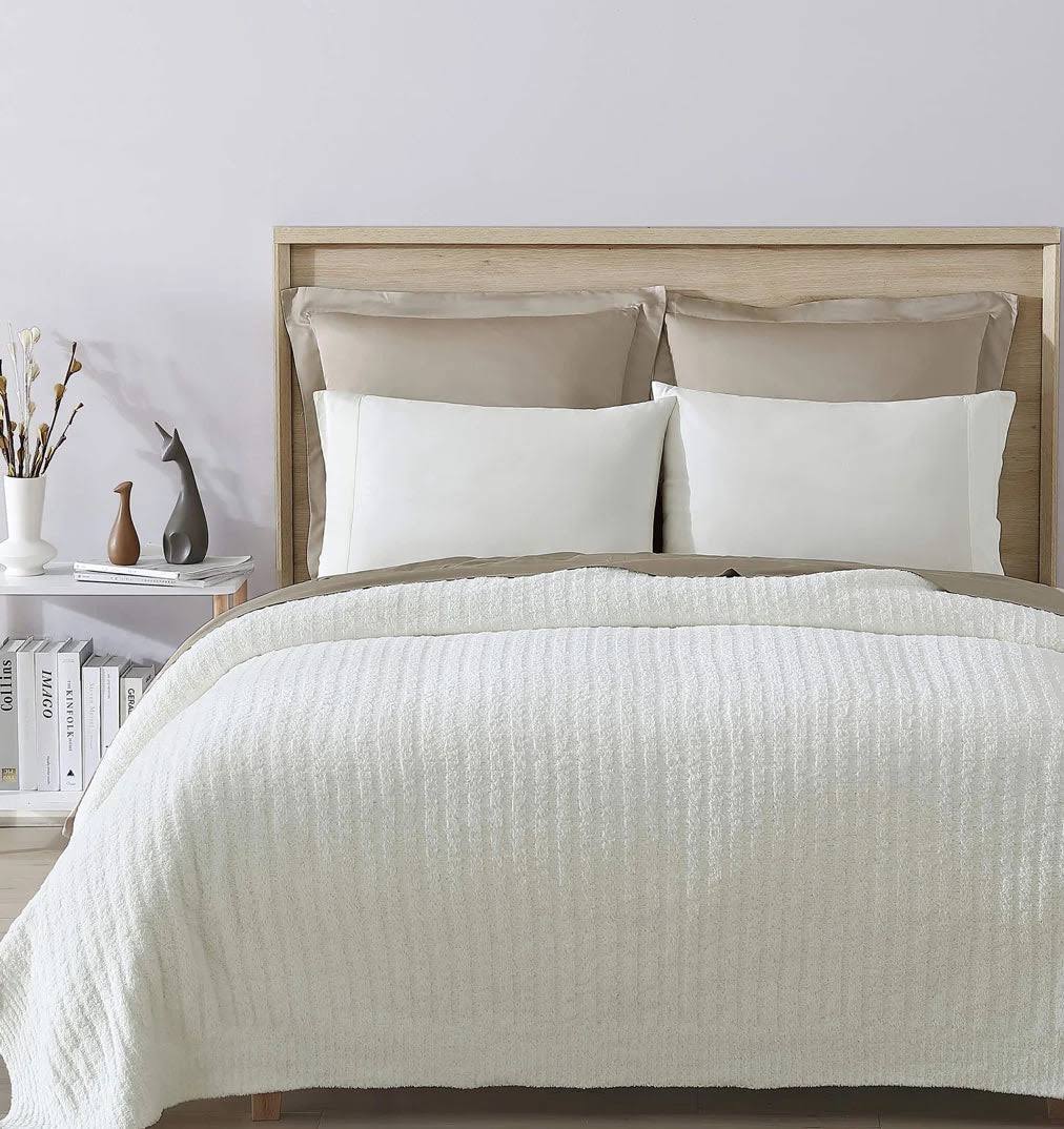 Sunday Citizen Snug Ribbed Bed Blanket - Taupe - Size King