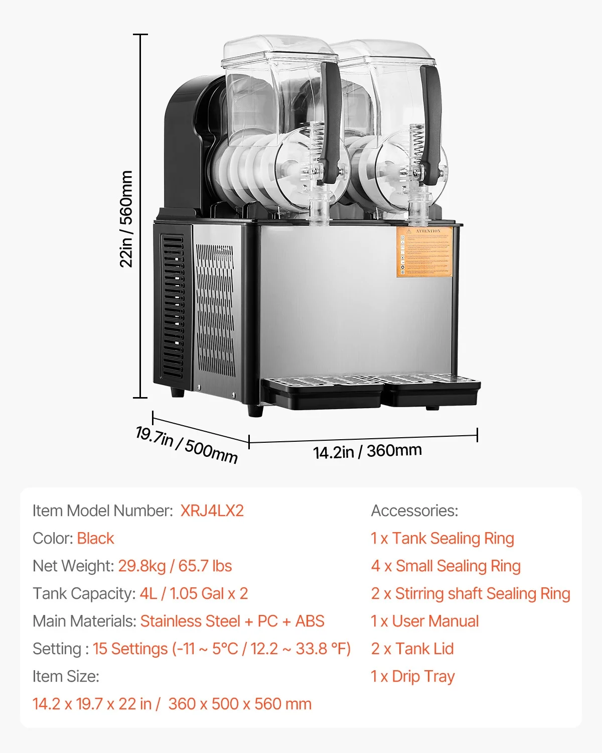 Commercial Slushy Machine, 4L*2 Tank Slushie Machine, Frozen Drink Machine with Temperature Preservation, Slushy Maker Machine - Image 7