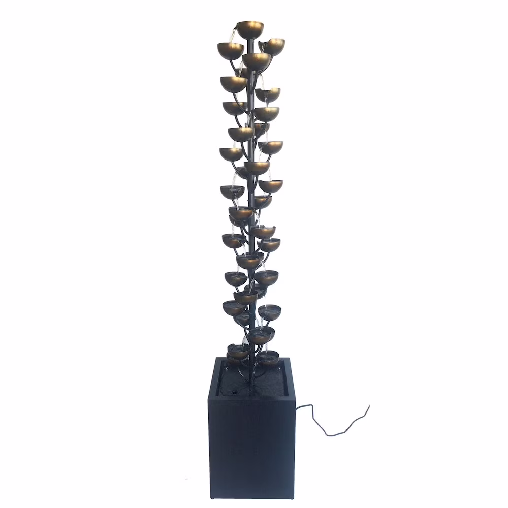 Tall Multi Level Zinc Metal Stacked Fountain, Rust-Resistant, Durable Metal Construction