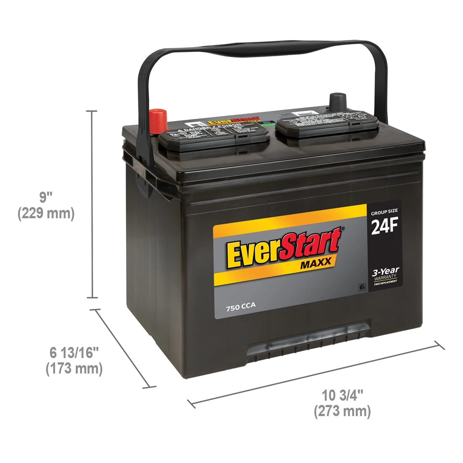Maxx Lead Acid Automotive Battery, Group Size 24F 12 Volt, 750 CCA - Image 4