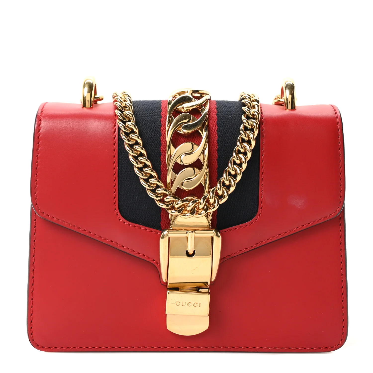 Calfskin Mini Sylvie Chain Shoulder Bag Hibiscus Red