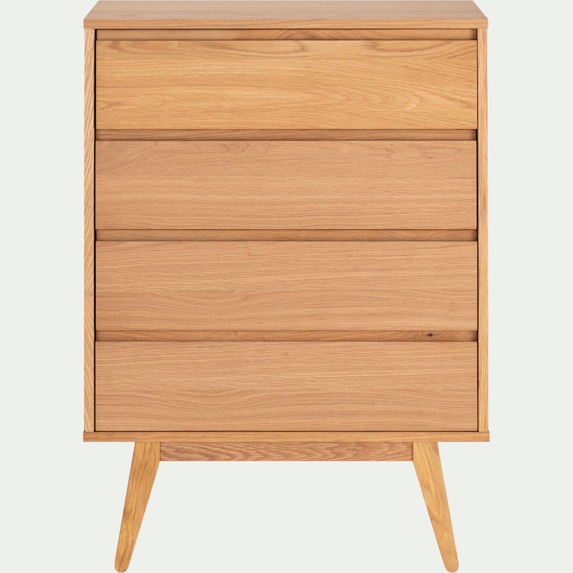 BRUNA - Commode 4 tiroirs en plaqué chêne - bois clair