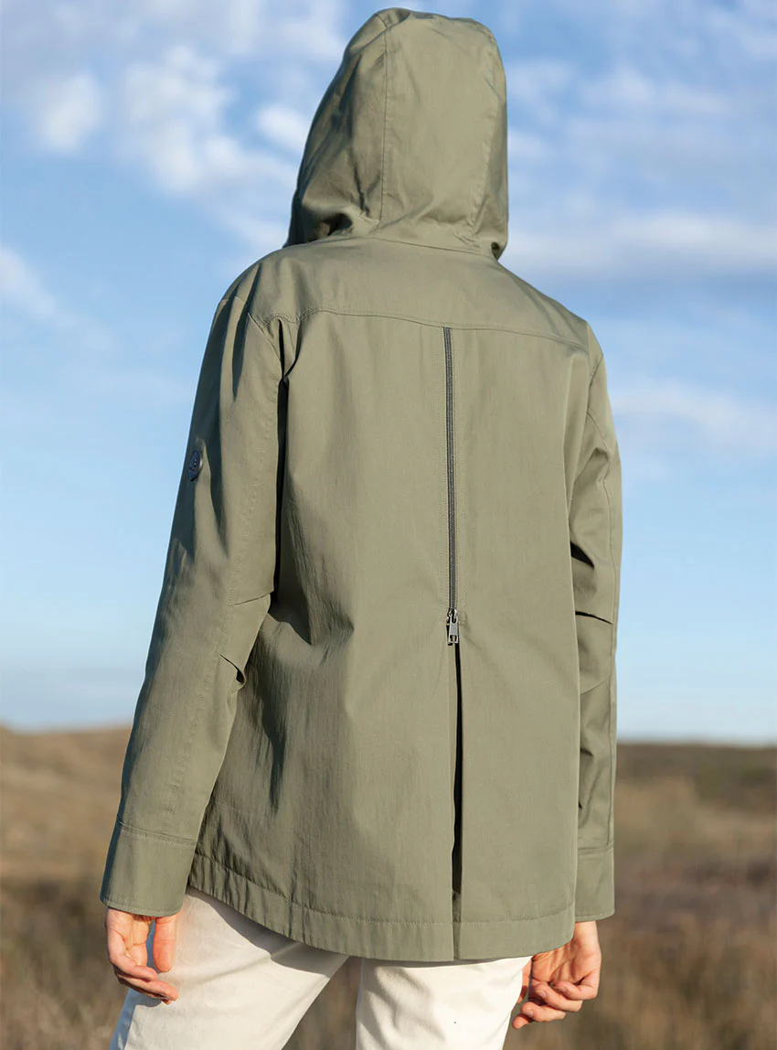Parka femme à capuche vert kaki
