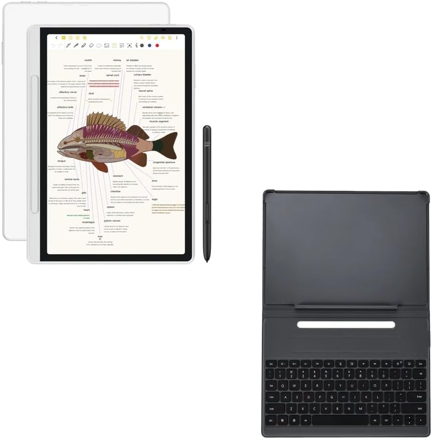 XPPen 3 in 1 Color Digital Notebook 10.95'' Paper Note Taking Tablet with 16384 Pressure Levels & XPPen Folio Keyboard for Magic Note Pad ACK09 Shortcut Keyboard Protector Case Stand