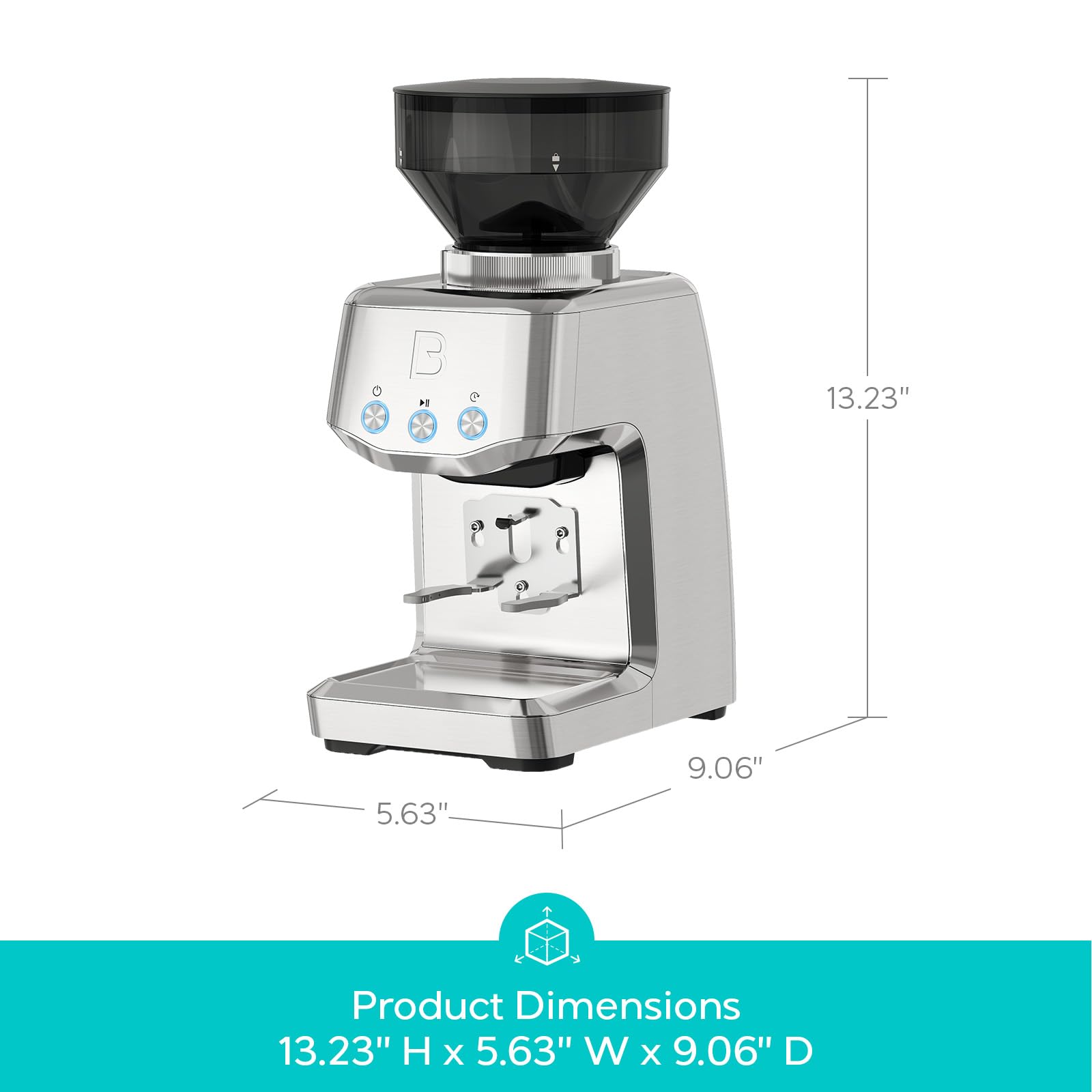 Tornado Basic Conical Burr Coffee Grinder with 35 Grind Settings | Electric Coffee Bean Grinder for Home Use, Compact Espresso Coffee Grinder, Stainless Steel