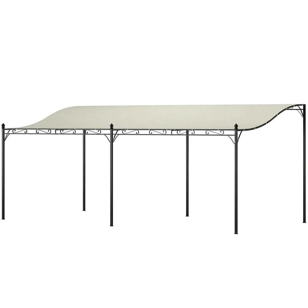 Topcobe 10' x 20' Wall - Mounted Outdoor Pergola Canopy, Metal Patio Canopy with Drainage Holes for Backyard Garden, Tents for Parties, Outdoor Canopy, Shade Canopy, Patio Canopy, Cream White