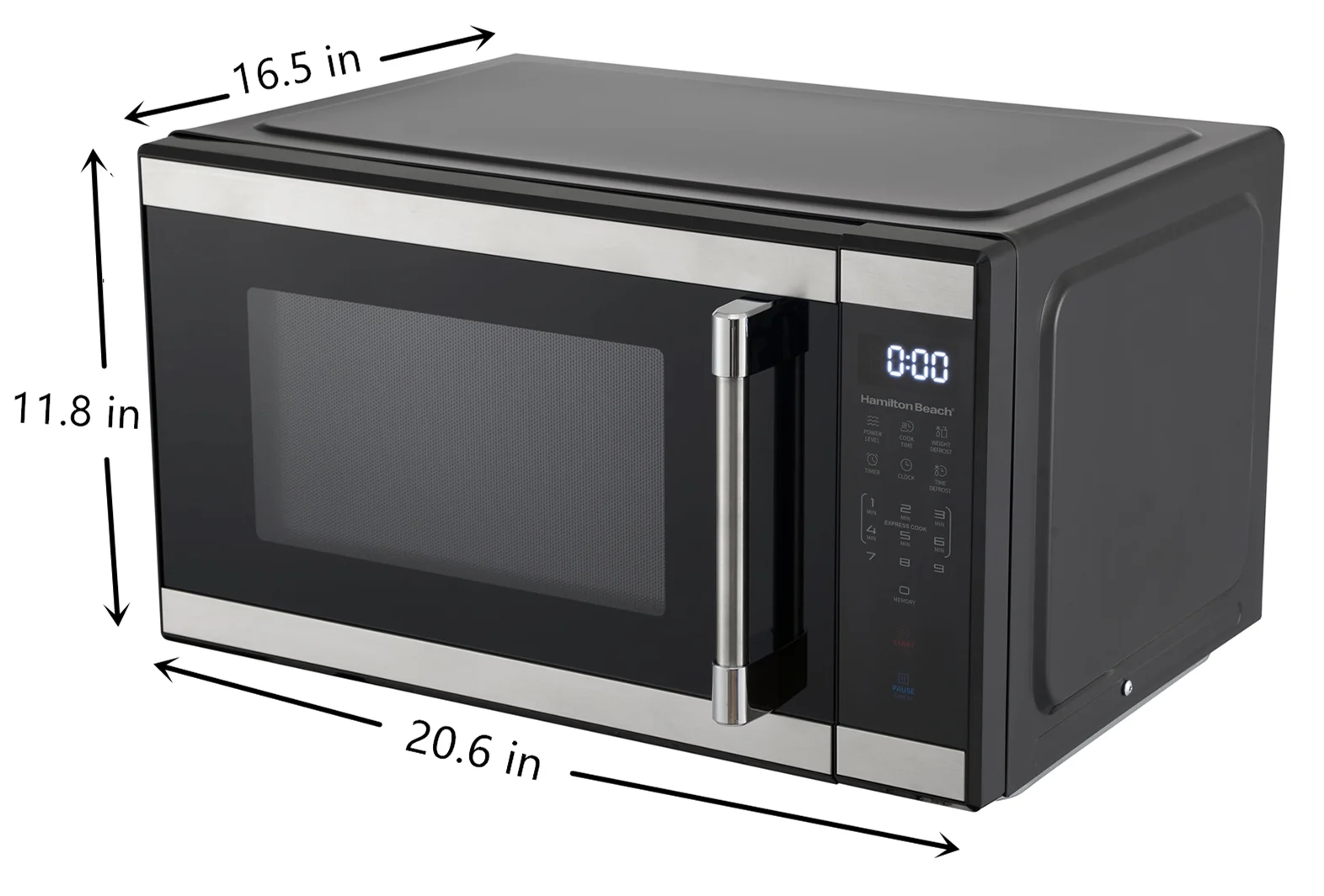 Hamilton Beach 1.1 Cu. Ft. Microwave Oven, Countertop, Black and Stainless Steel