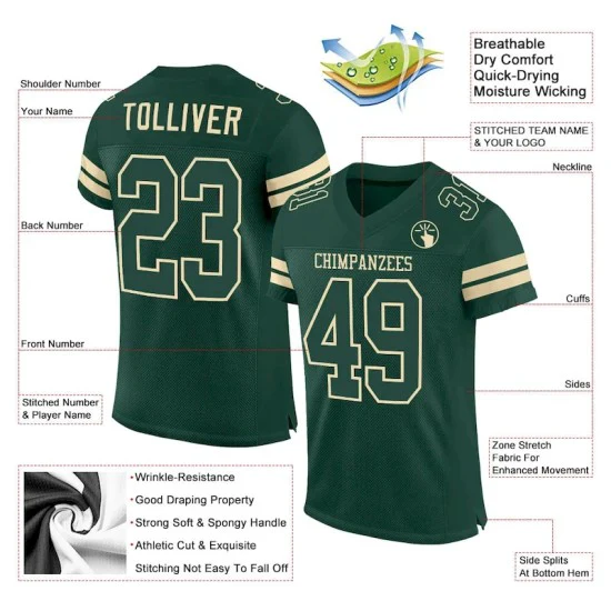 Custom Green Green-Cream Mesh Jersey