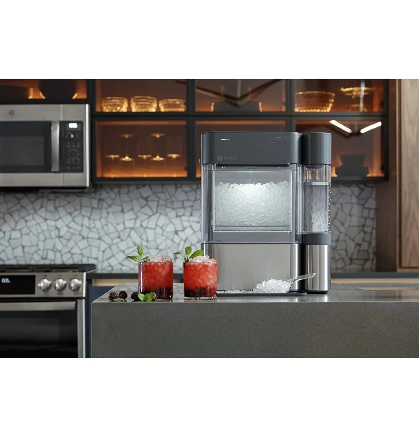 2.0 Countertop Nugget Ice Maker | Ice Machine with Wifi Connectivity | Smart Home Kitchen Essentials | Black Stainless