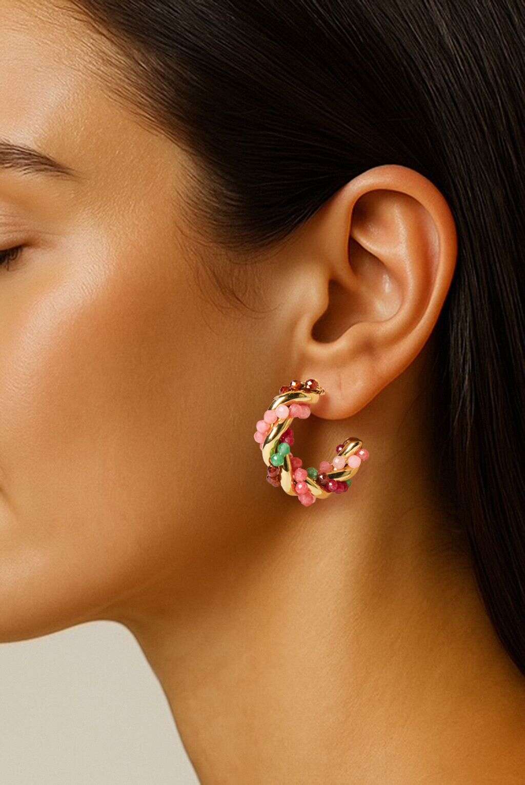 Gold plated twisted oorringen