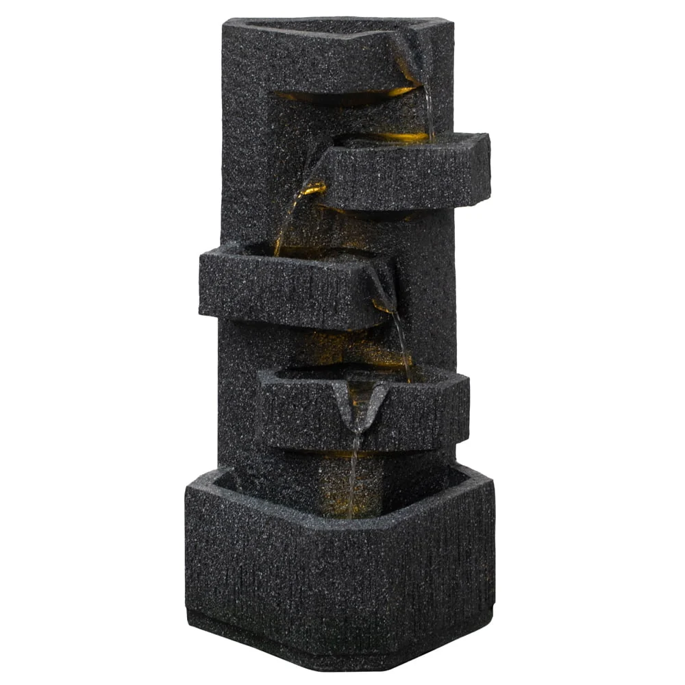 Gardenised Water Fountain with LED Light for Indoor and Outdoor Accent with Soothing Waterfall Sound Ideal for Home Office Patio Backyard Deck Porch Balcony and Tabletop Display, Modern Steps Flow