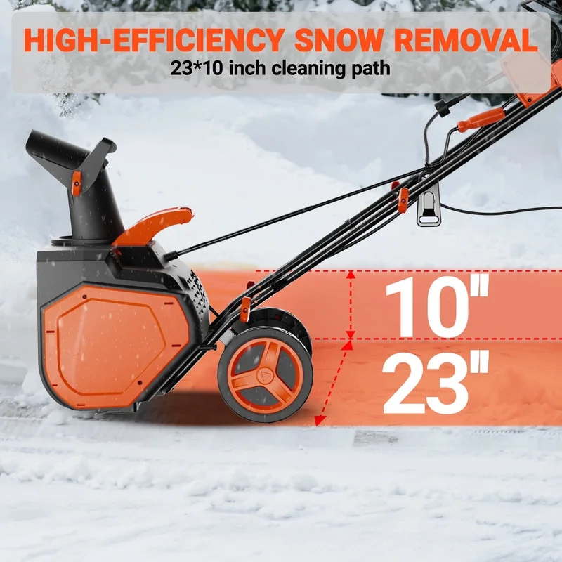 15 Amp Electric Snow Blower, 23 inch Corded Snow Blower with 180-degree Directional Chute(23") - Image 4